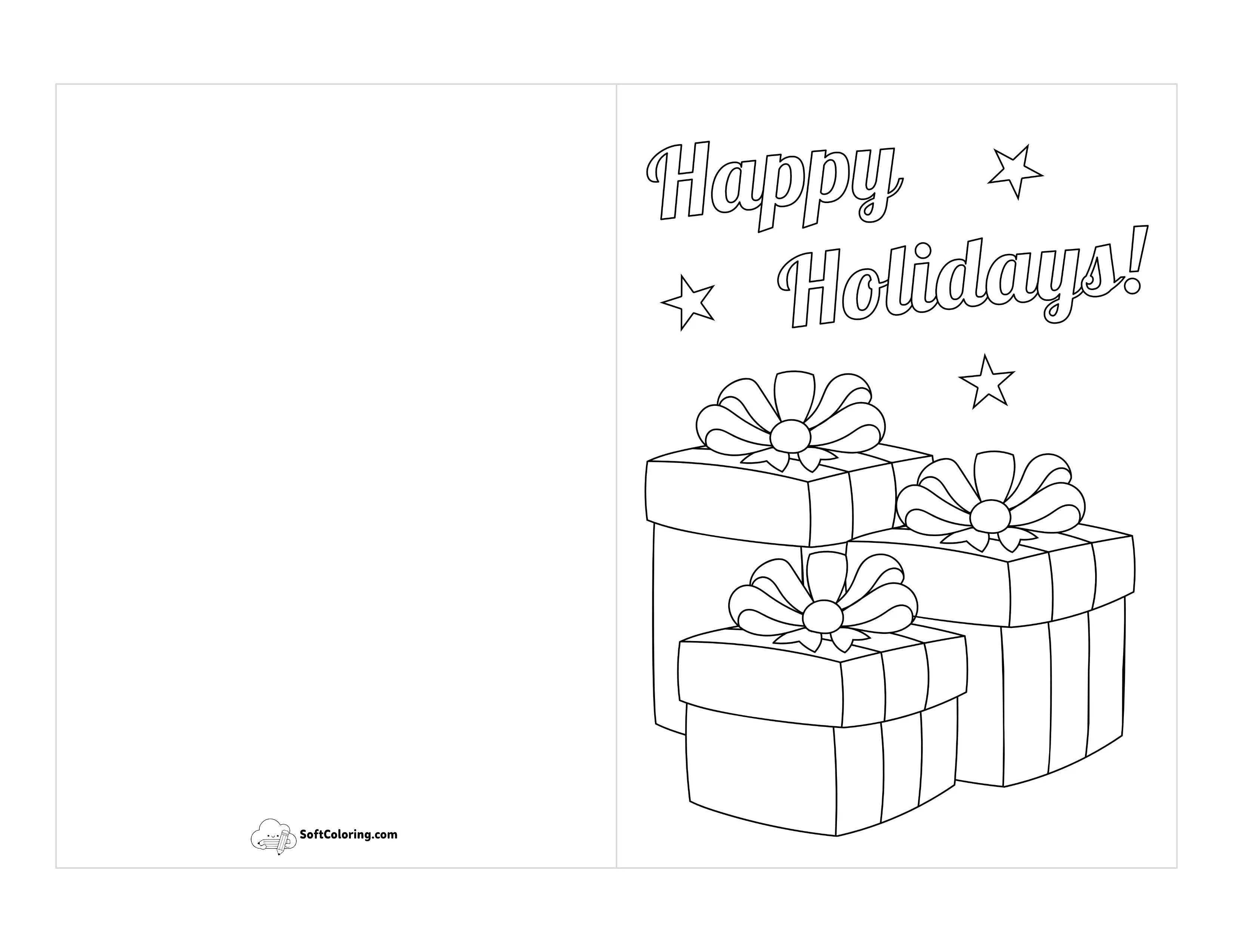 "Happy Holidays" Printable Card To Color