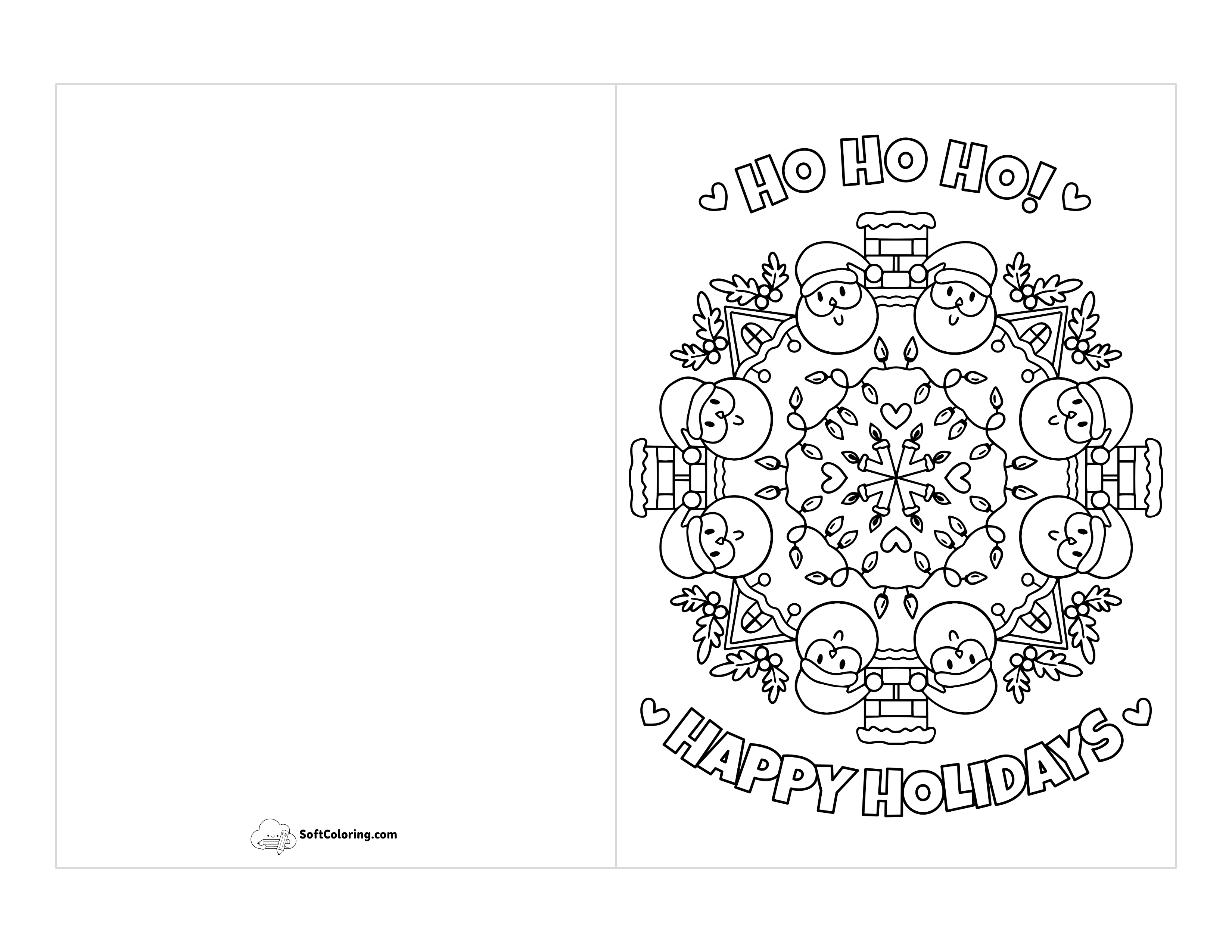 Santa Mandala Holiday Card To Color