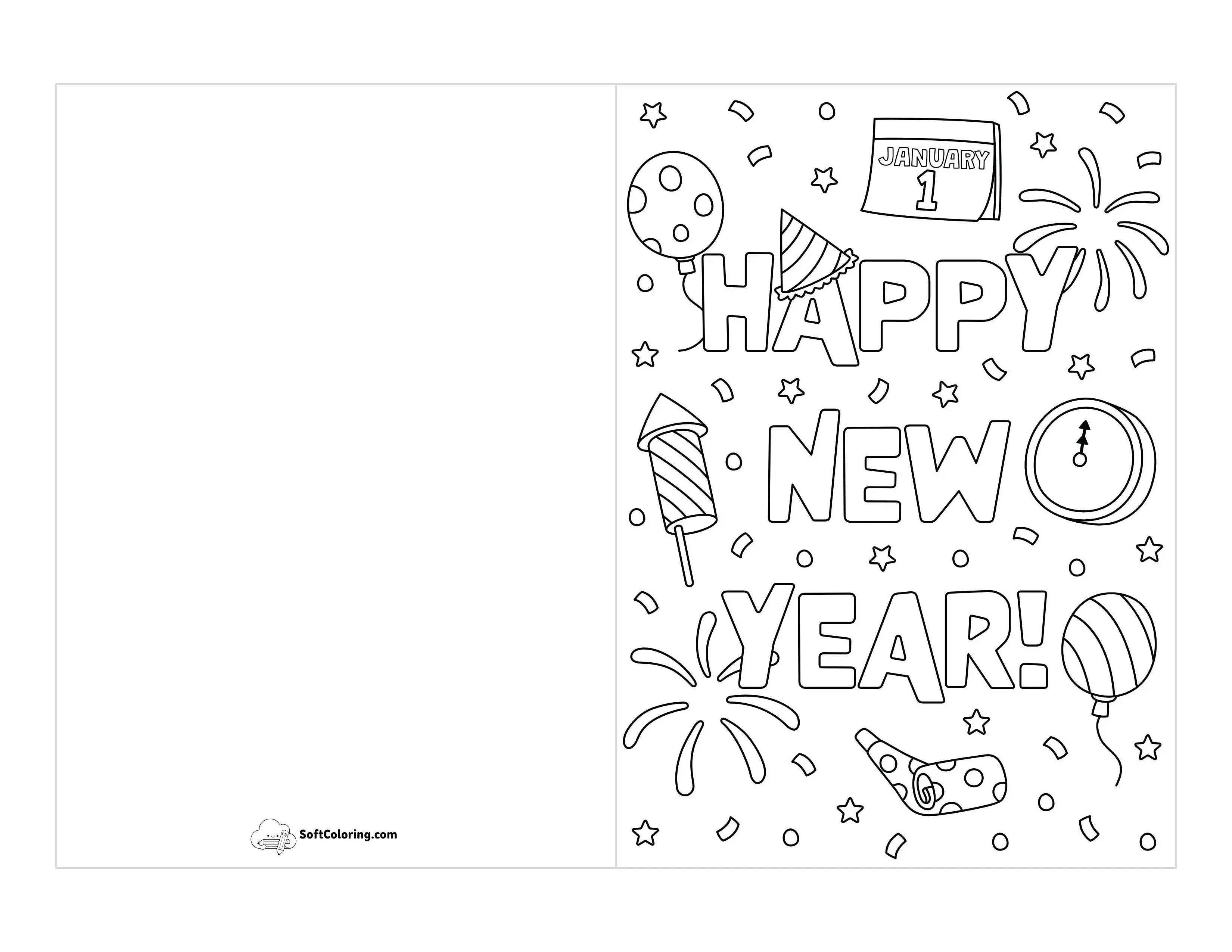 "Happy New Year" Printable Card Template