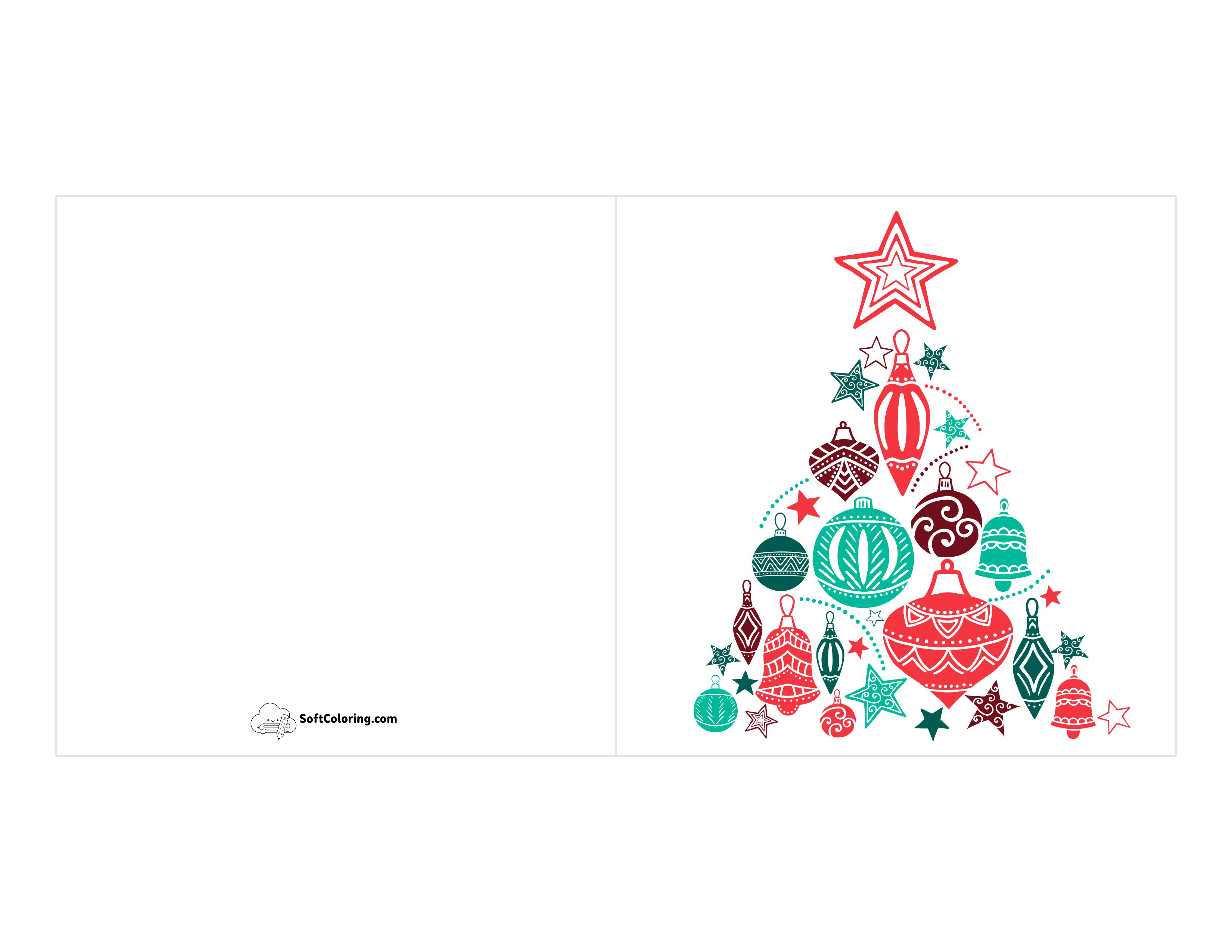 Christmas Ornaments Tree Printable Card