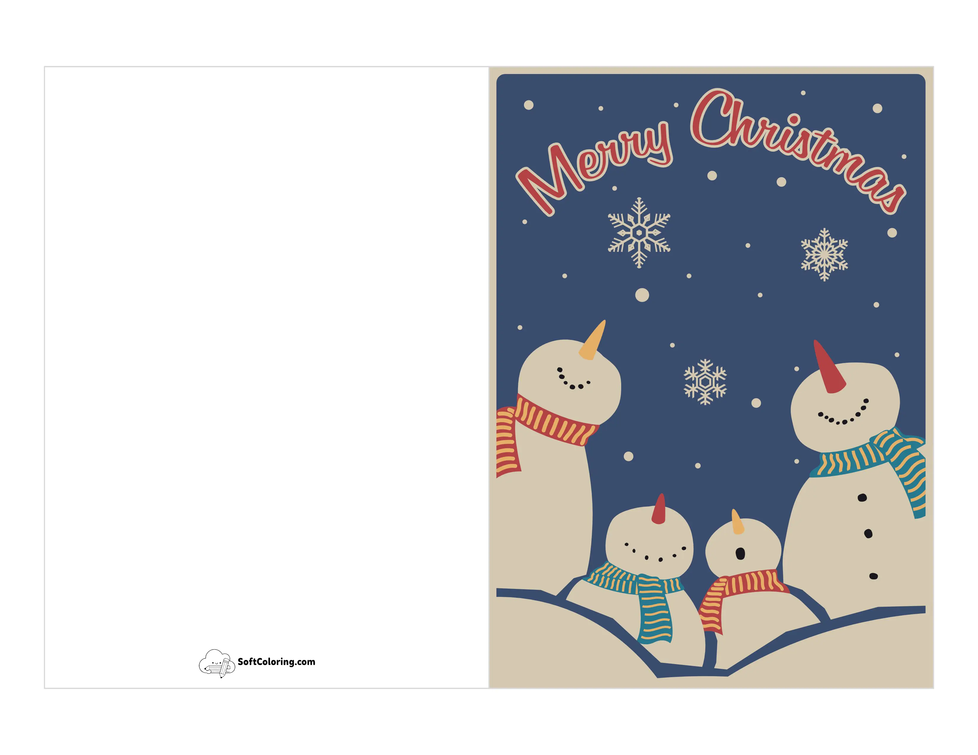 Vintage Snowman Card To Print