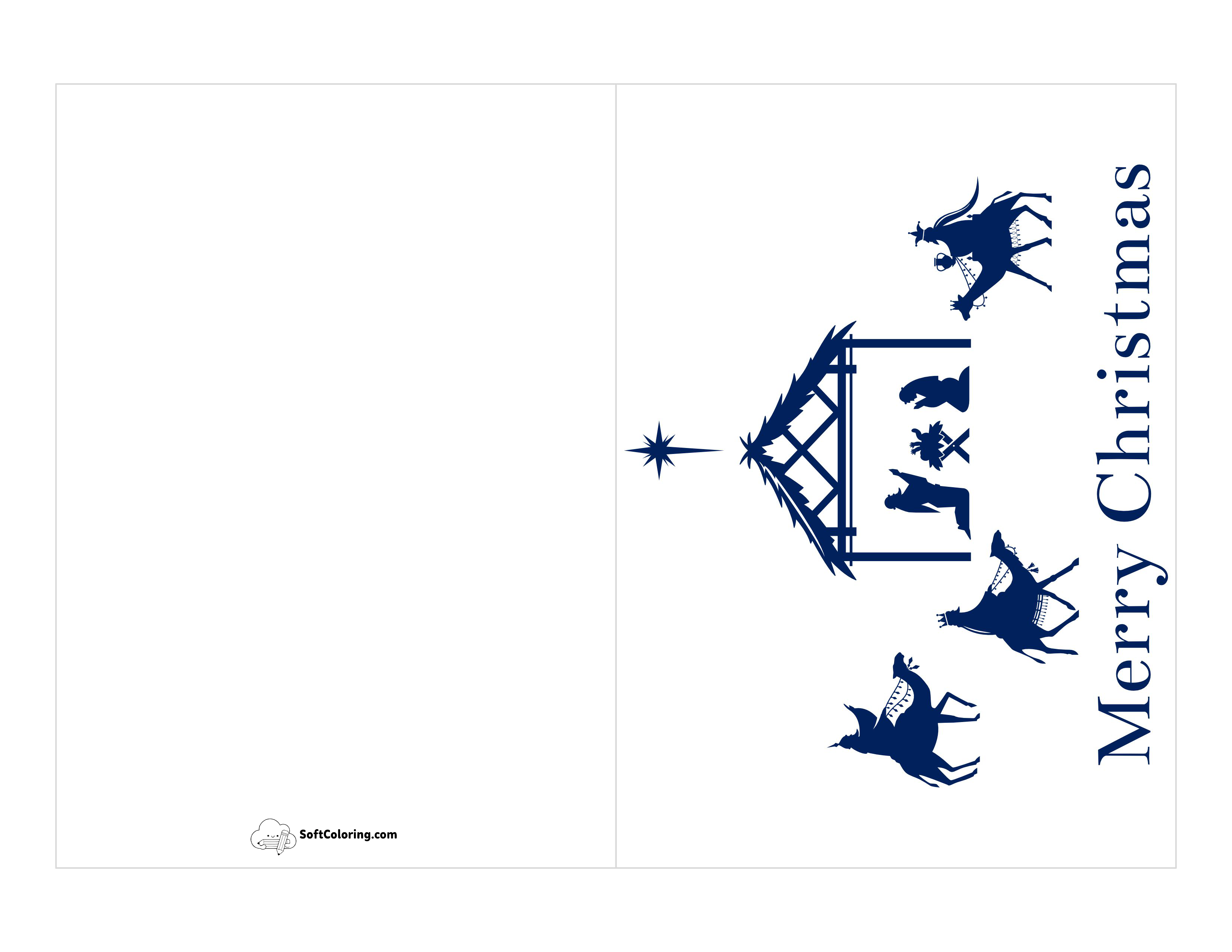 Three Kings Christian Christmas Card To Print