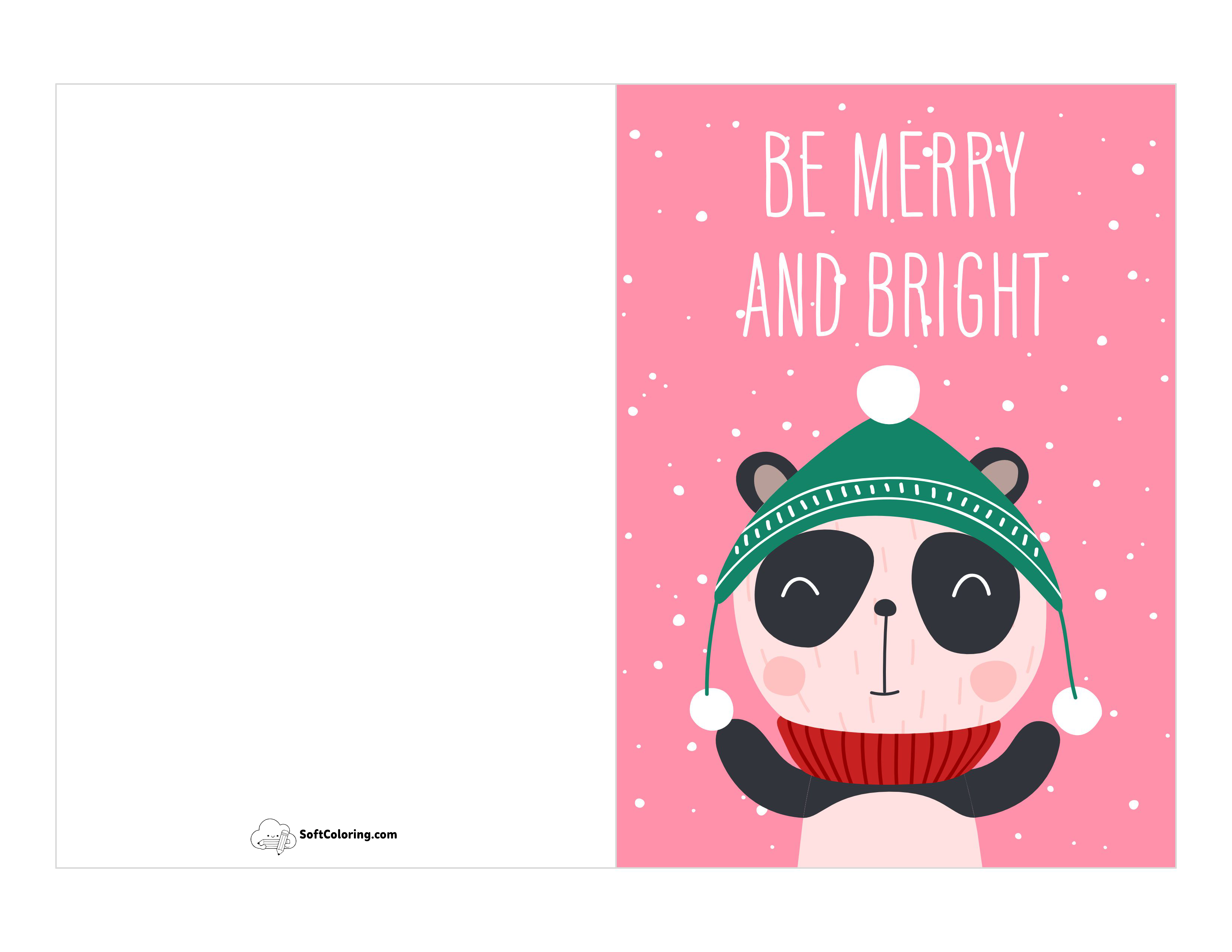 Cute Panda Christmas Card For Kids
