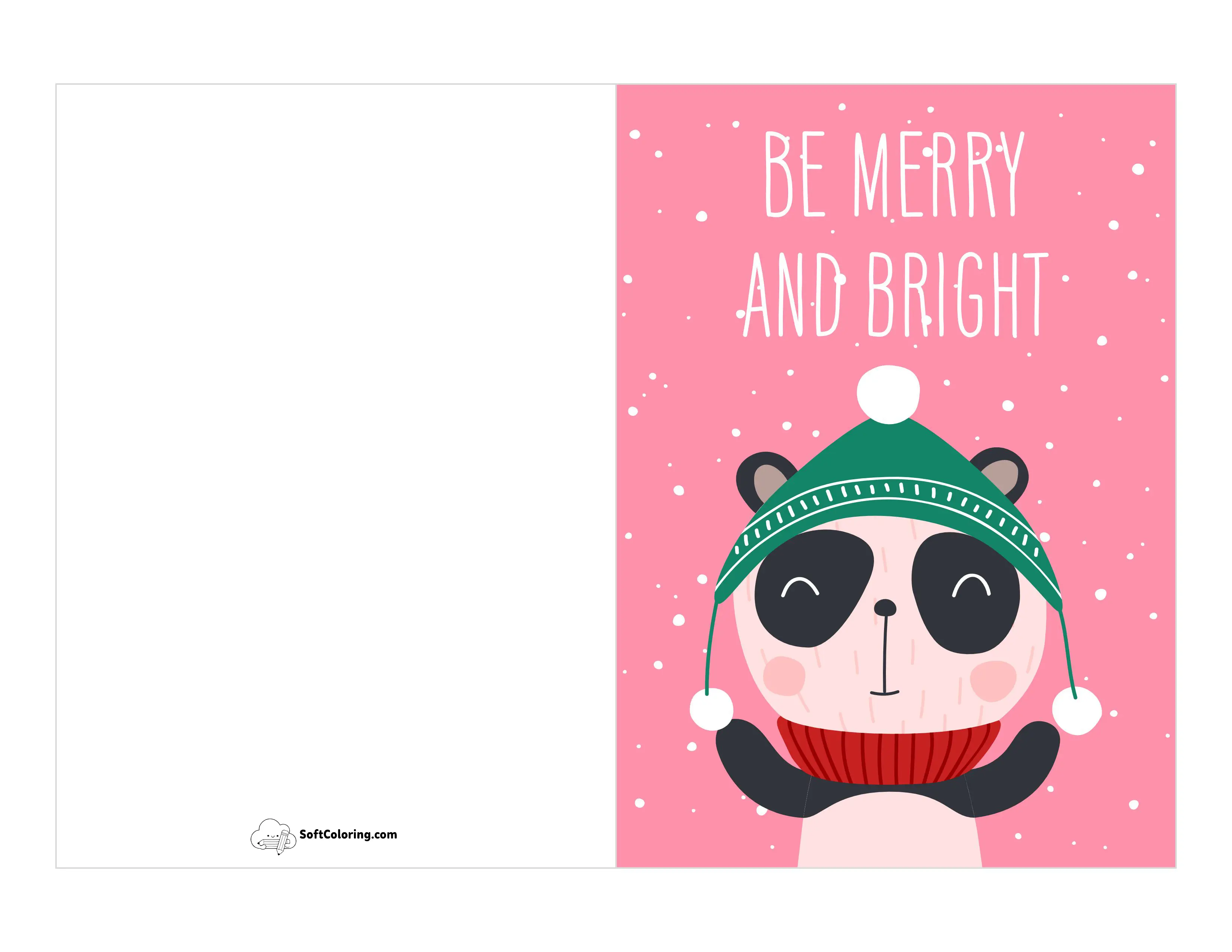 Cute Panda Christmas Card For Kids