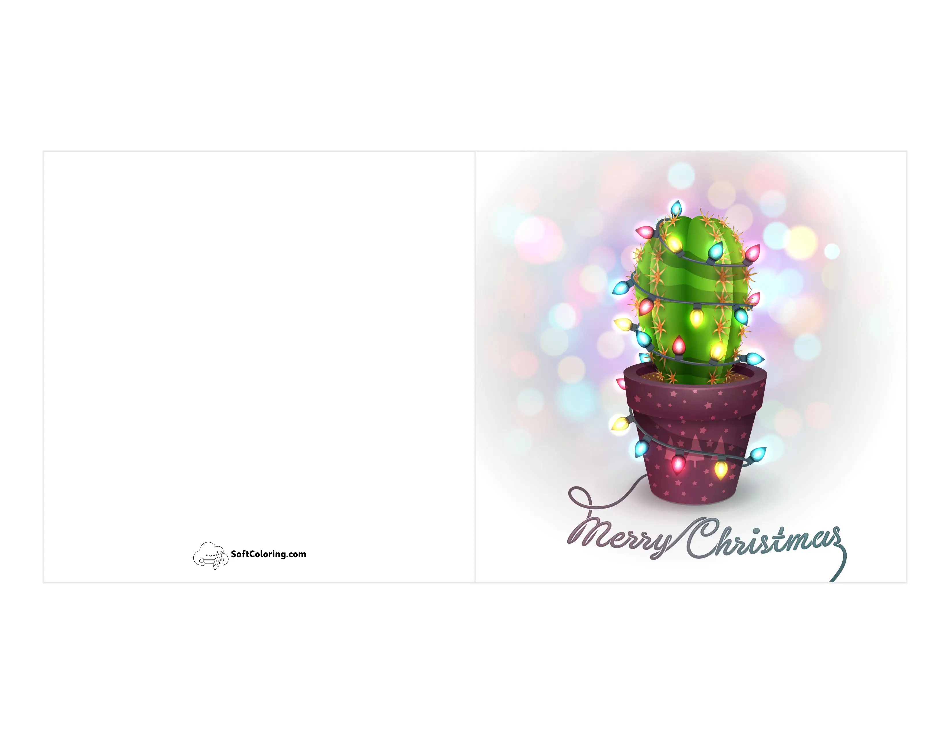 Cute Christmas Cactus Printable Card Template