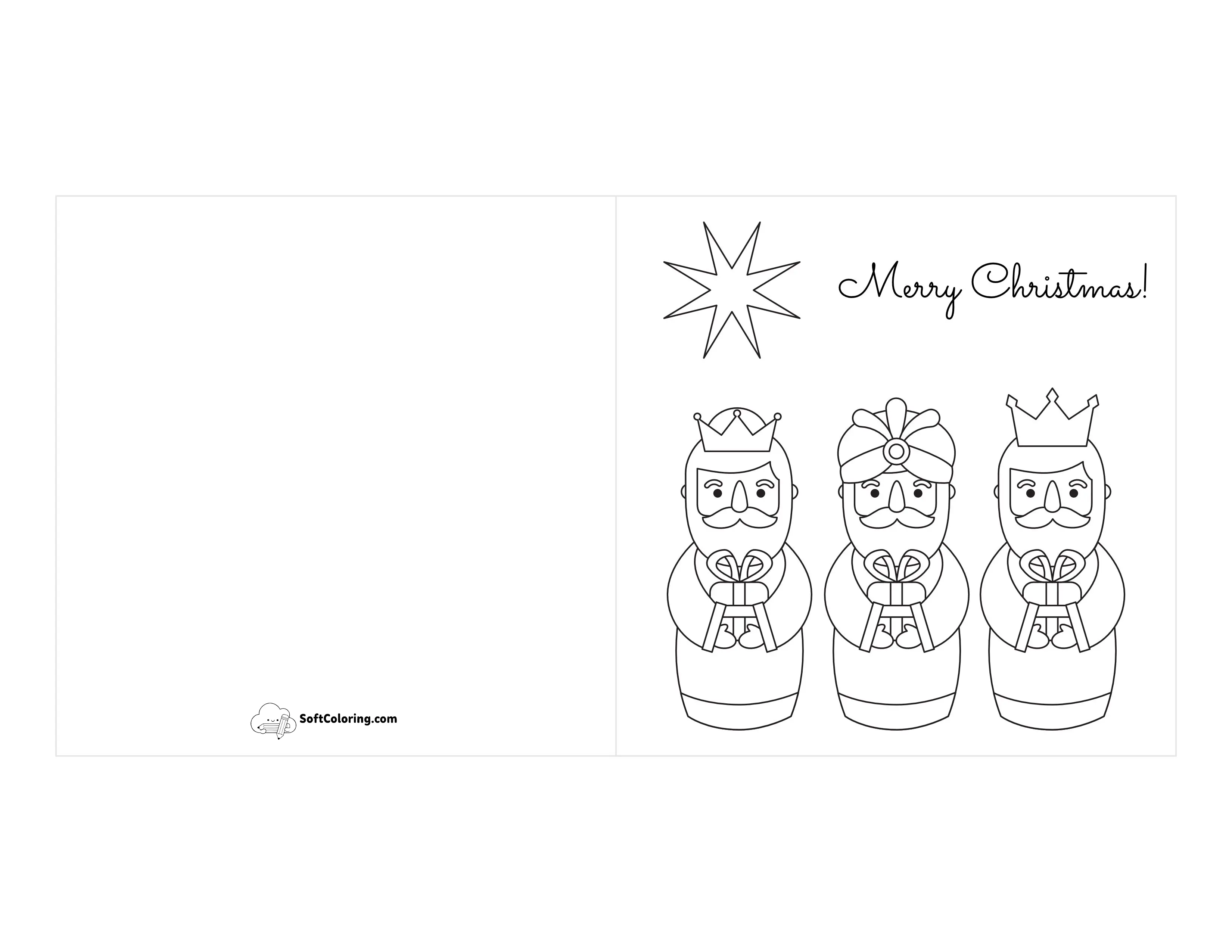 Christmas Card To Color - Three Kings