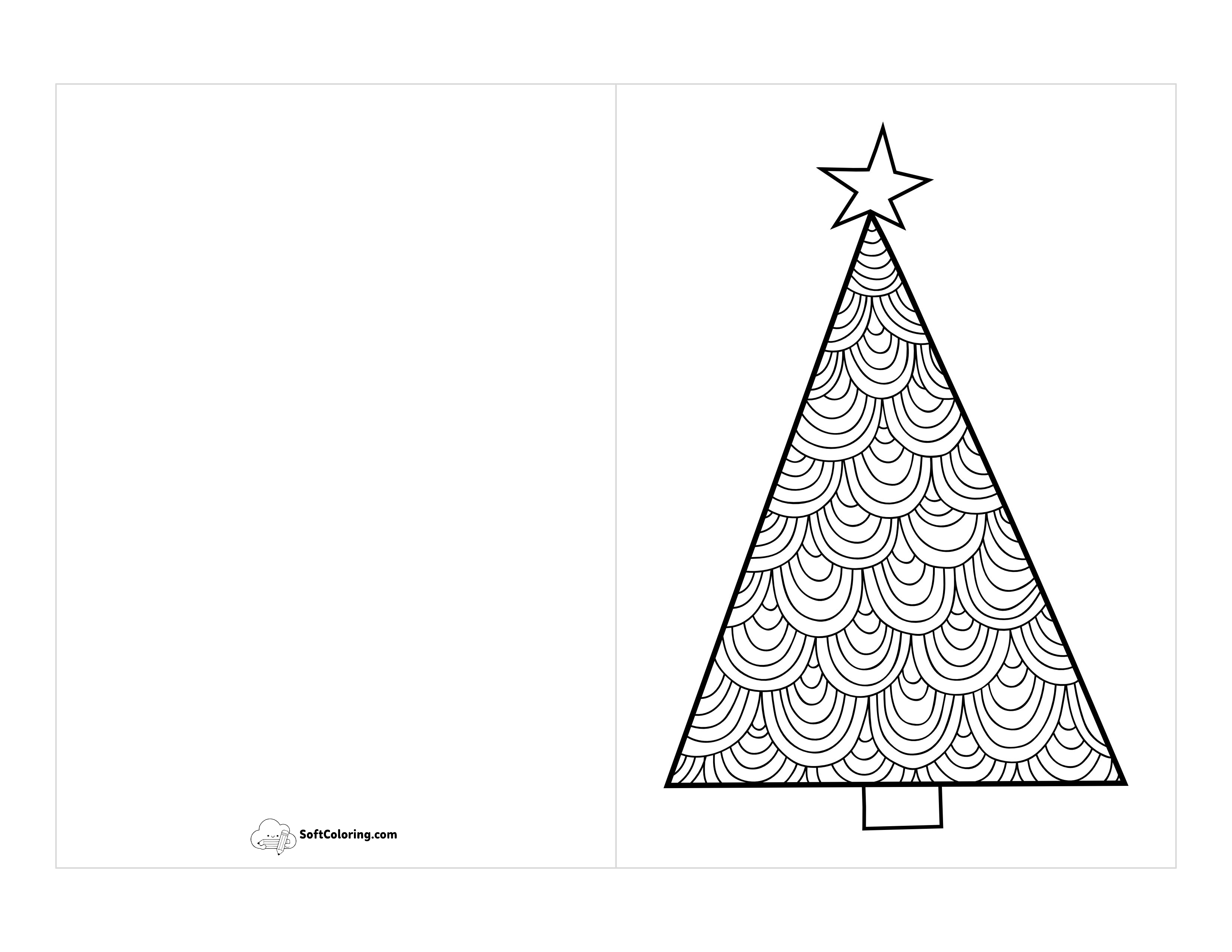 Christmas Card To Color - Decorative Tree