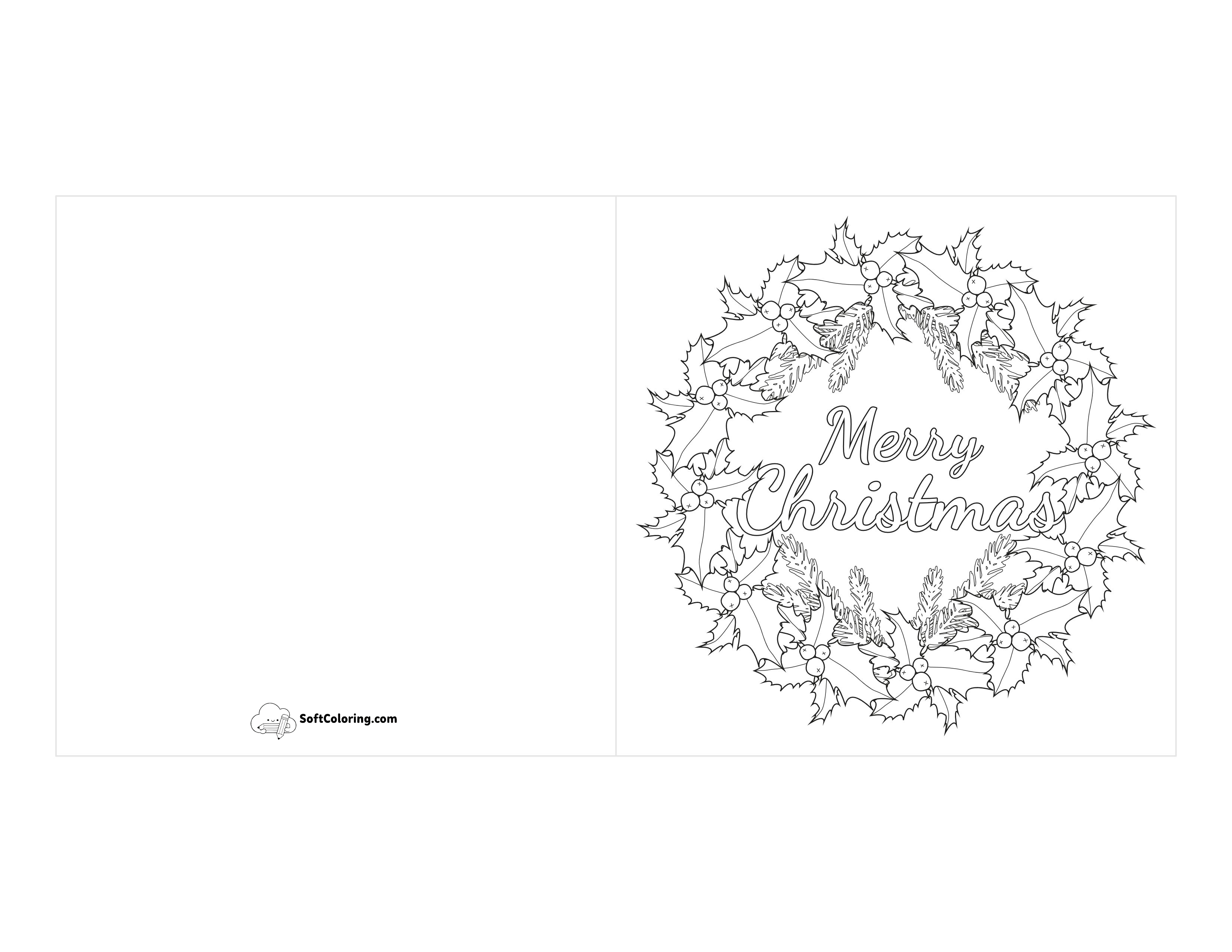Christmas Coloring Card - Wreath