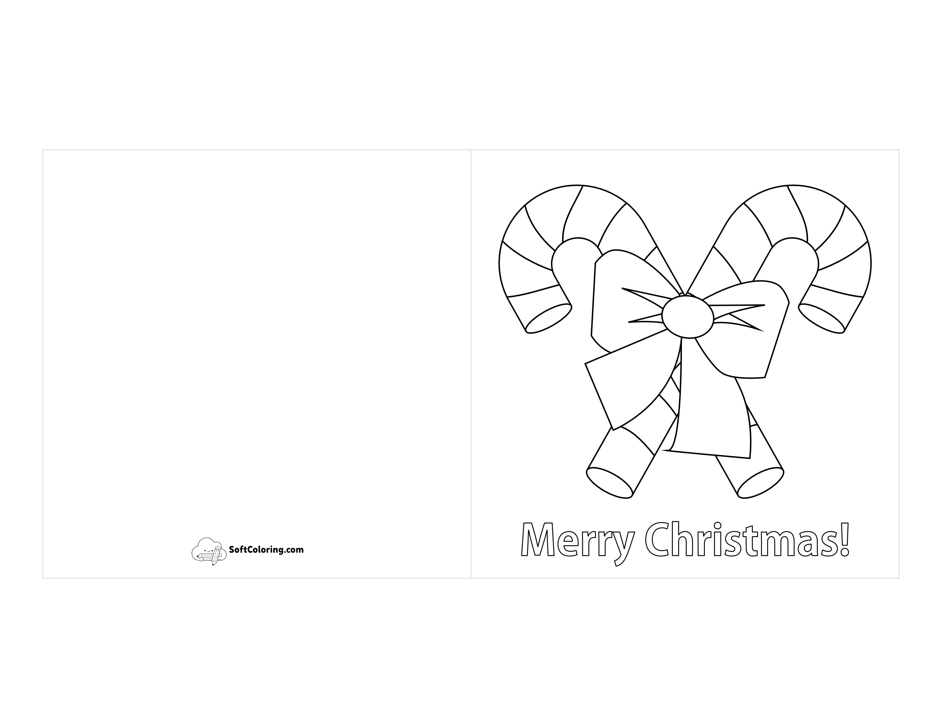 Printable Card To Color - Simple Candy Canes