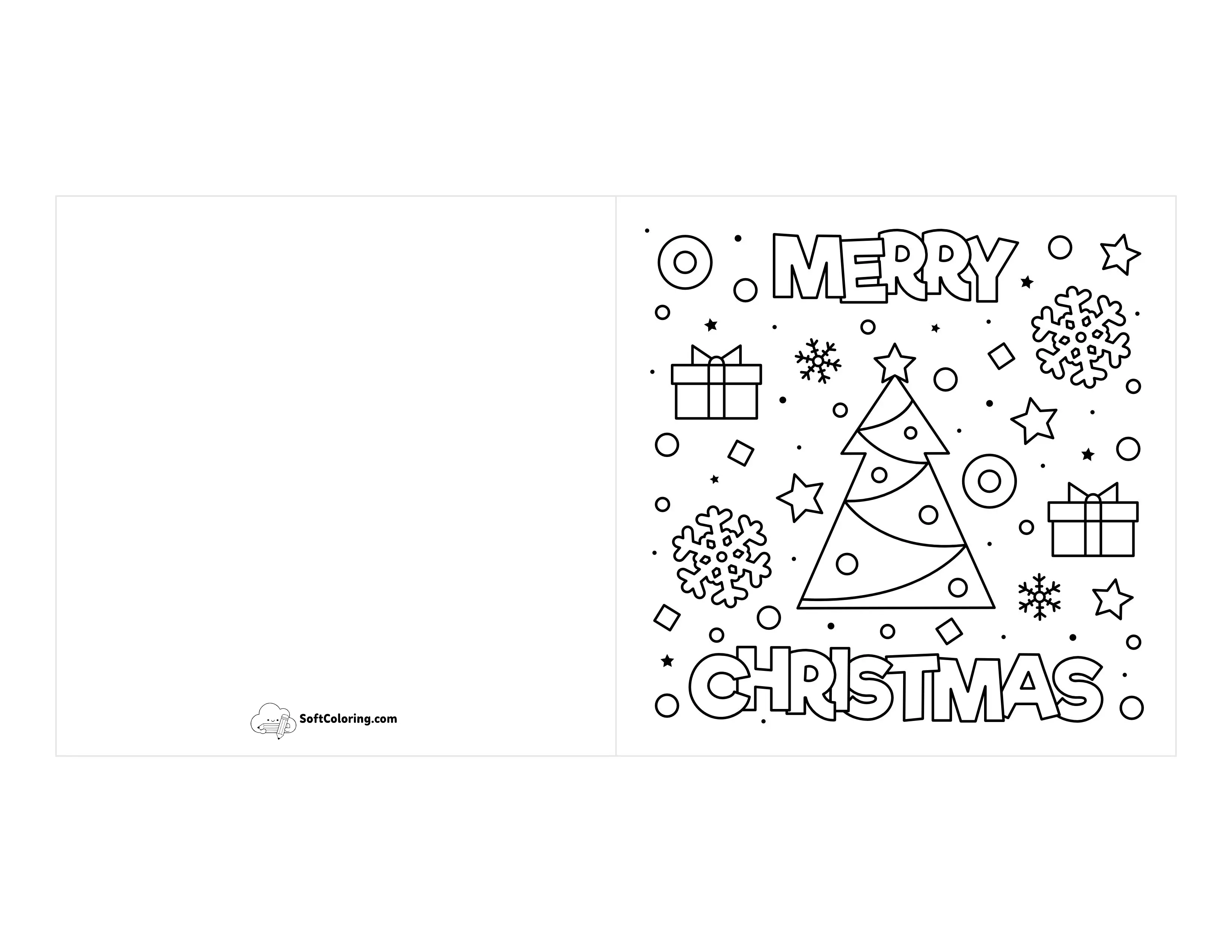 Coloring Card Template - Merry Christmas