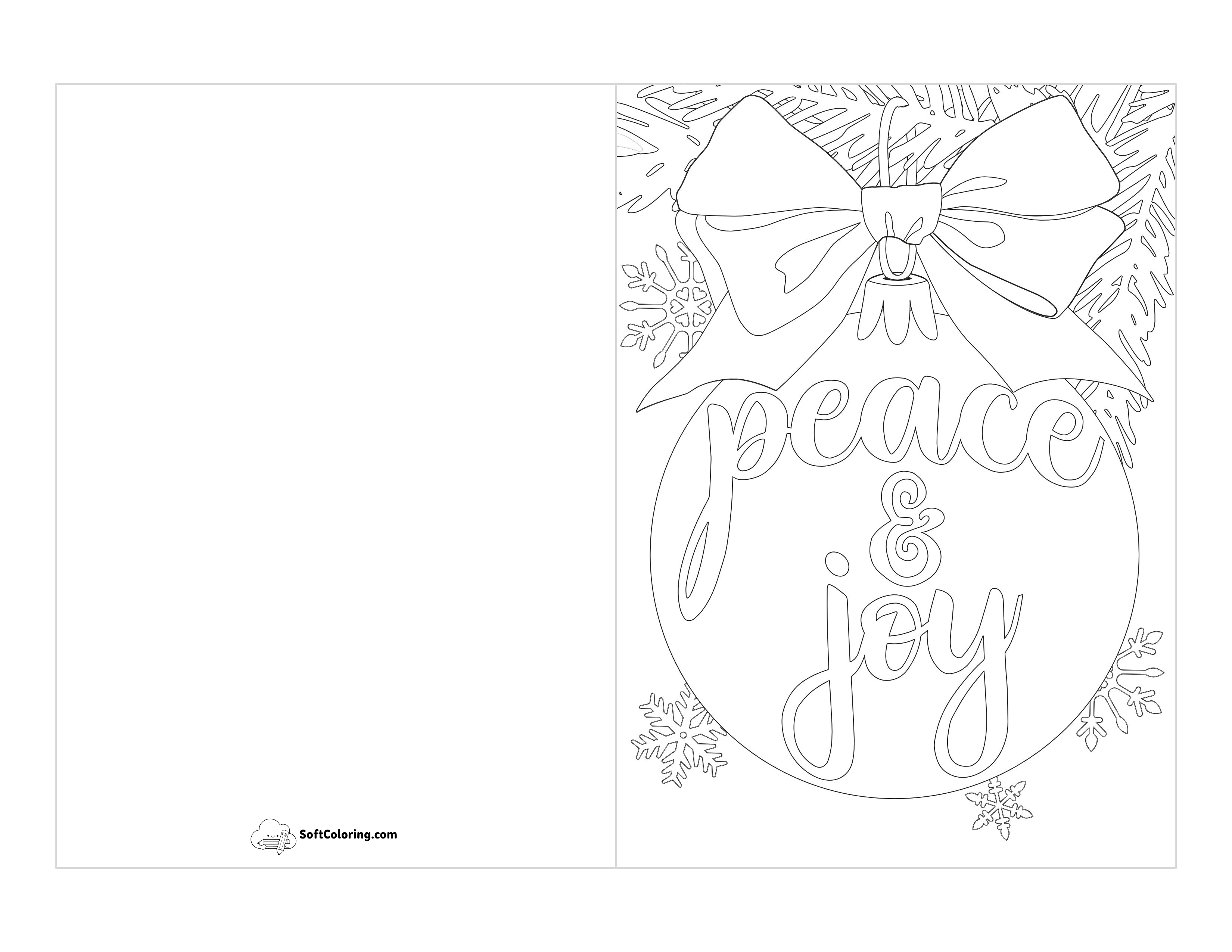 "Peace & Joy" Christmas Card To Color