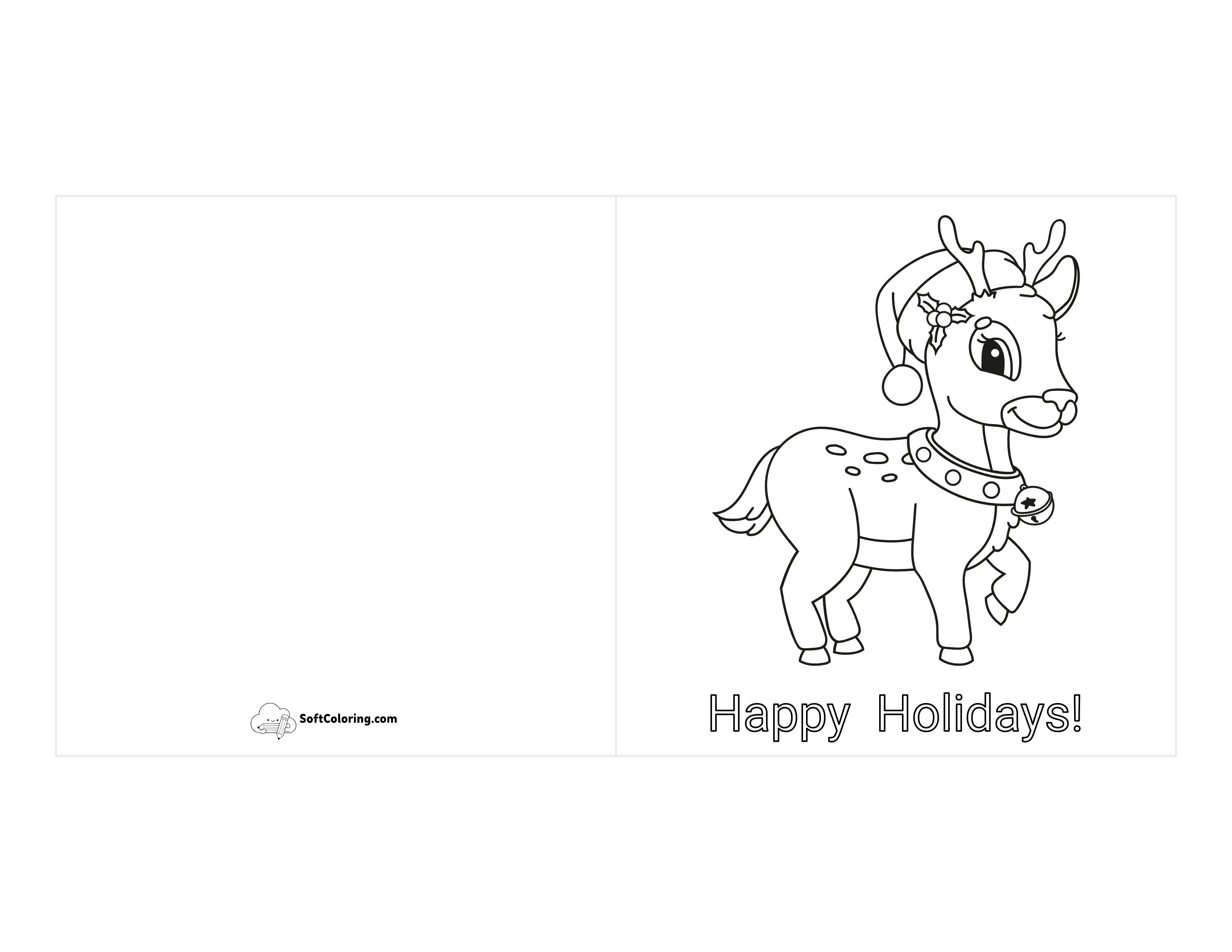 Cute Christmas Coloring Card For Kids