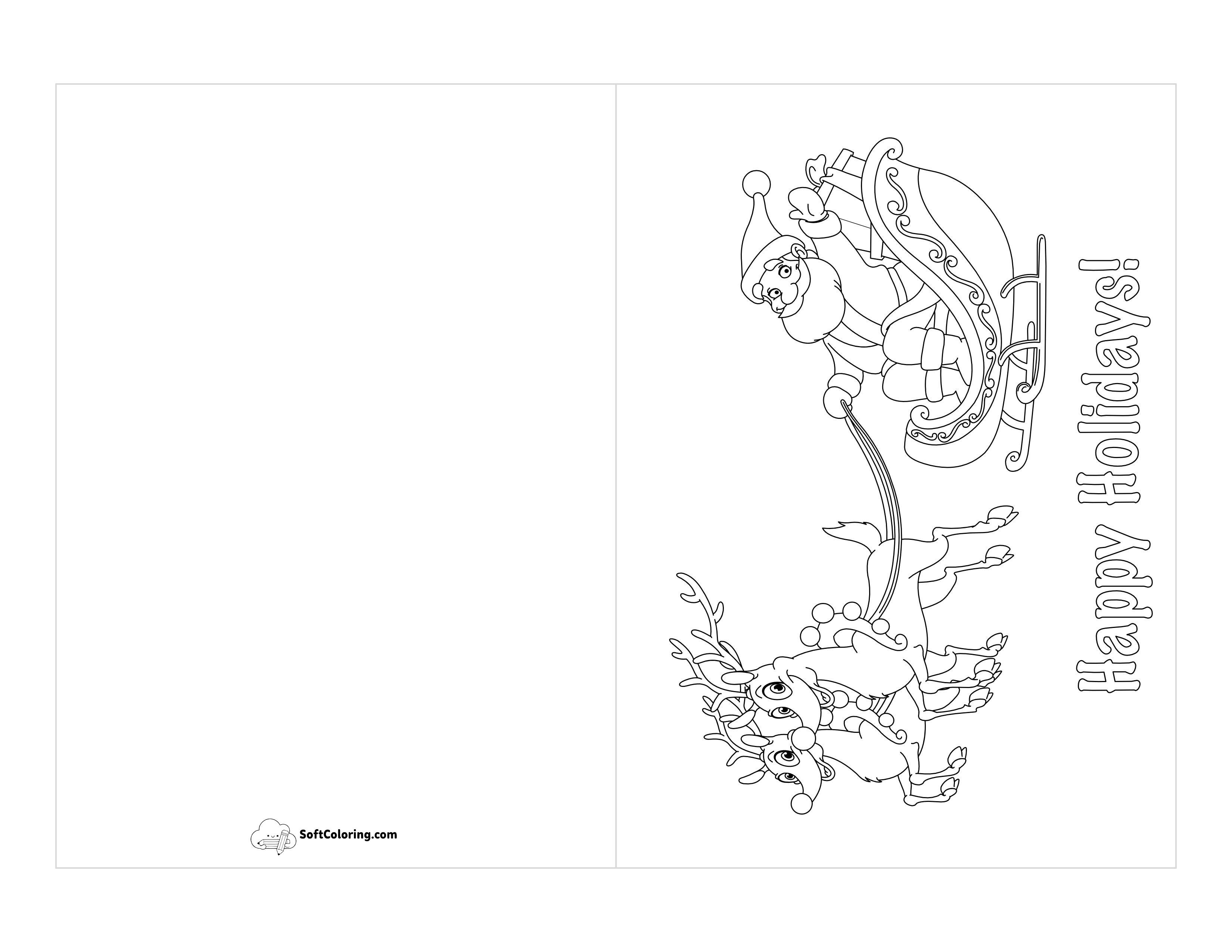 Cute Card To Color - Santa's Sleigh