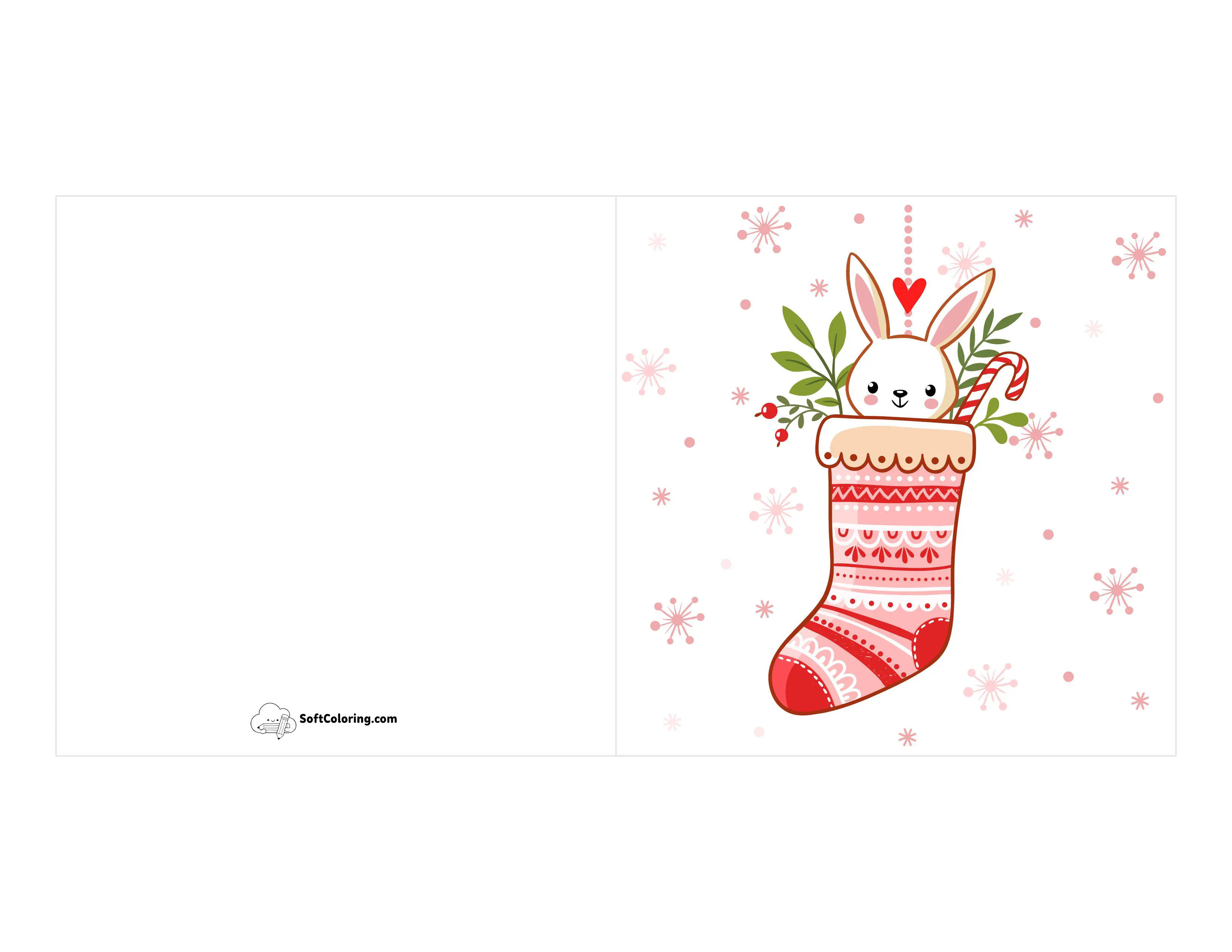 Cute Bunny In Stocking Free Christmas Card