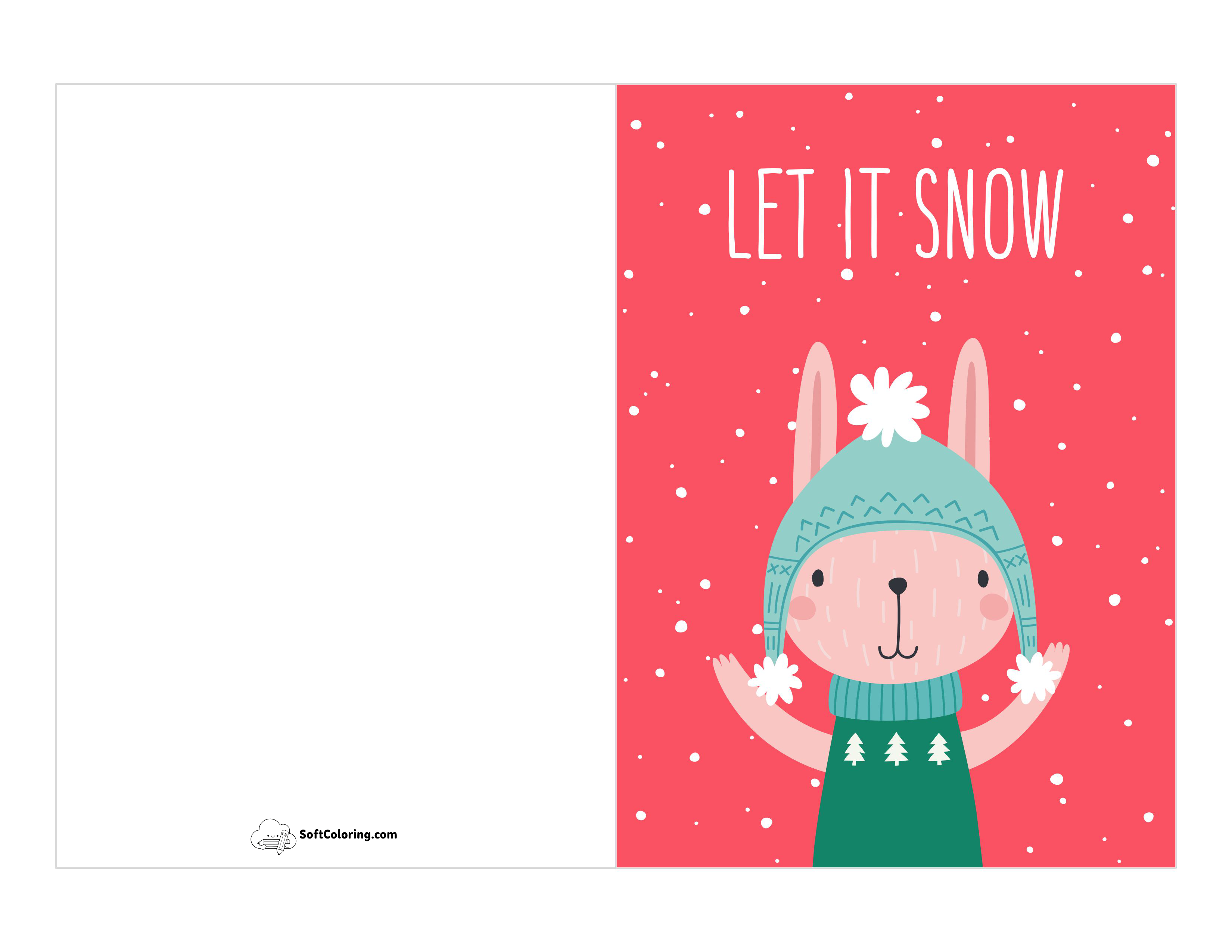 "Let It Snow" Cute Bunny Christmas Card