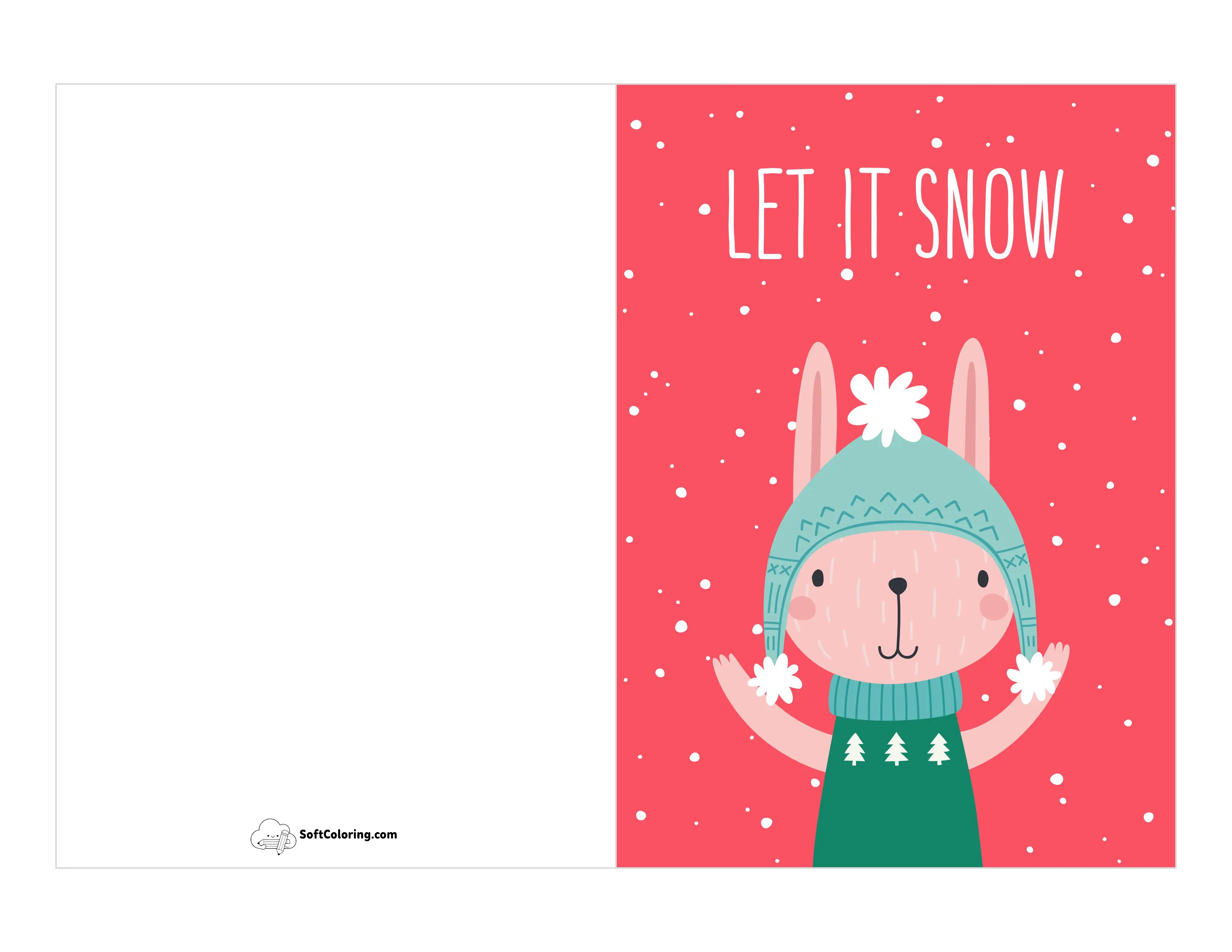 "Let It Snow" Cute Bunny Christmas Card