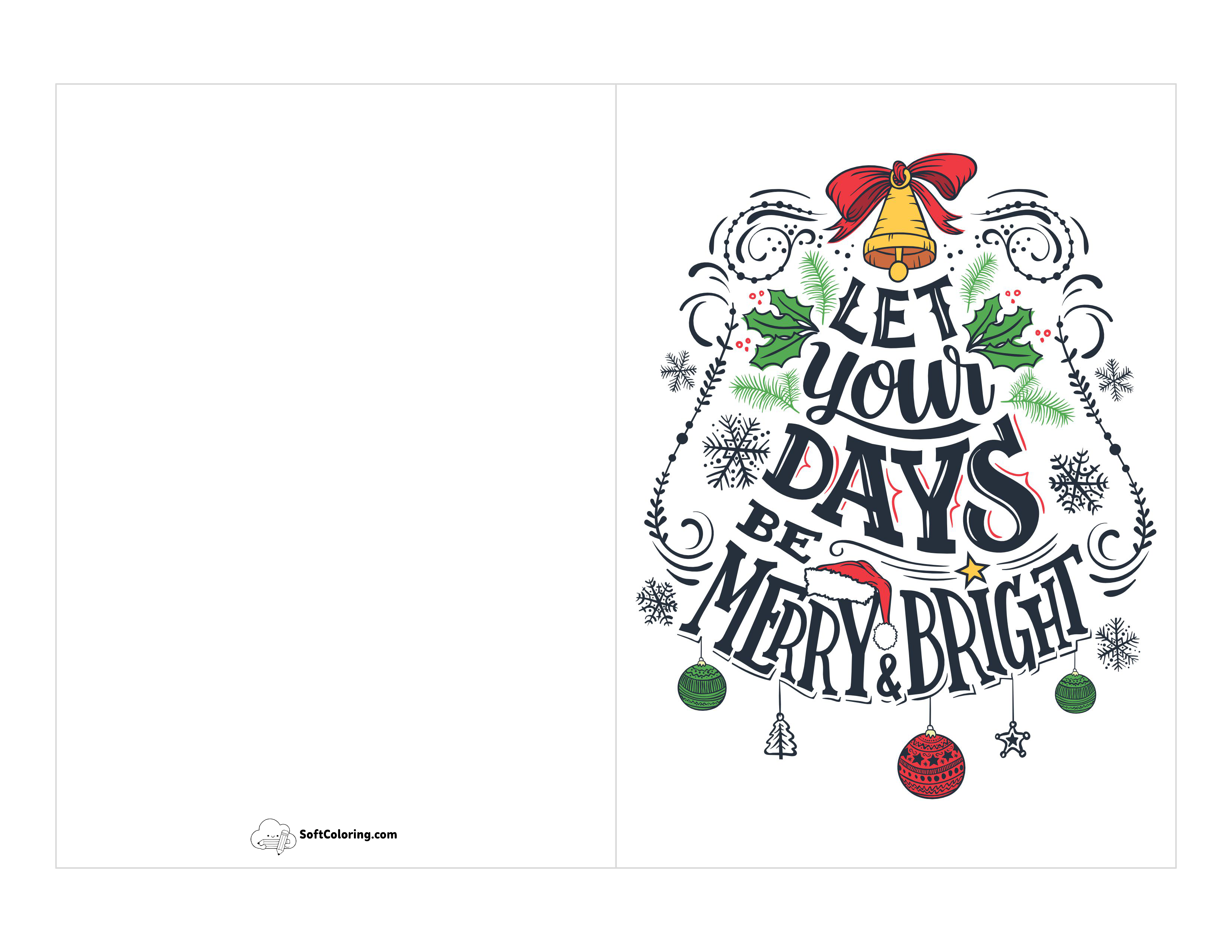 "Days Be Merry & Bright" Card To Print