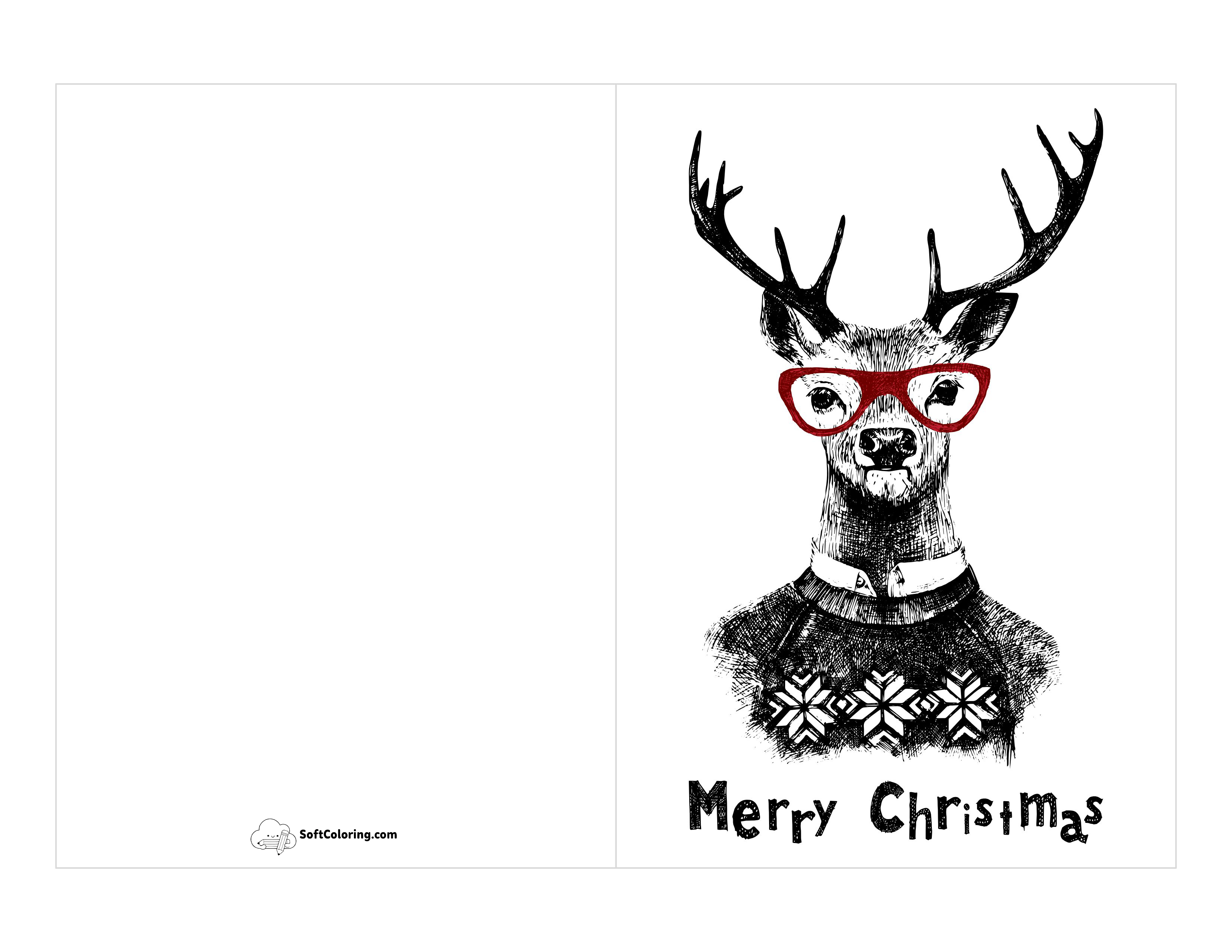 Deer In Christmas Sweater Printable Card