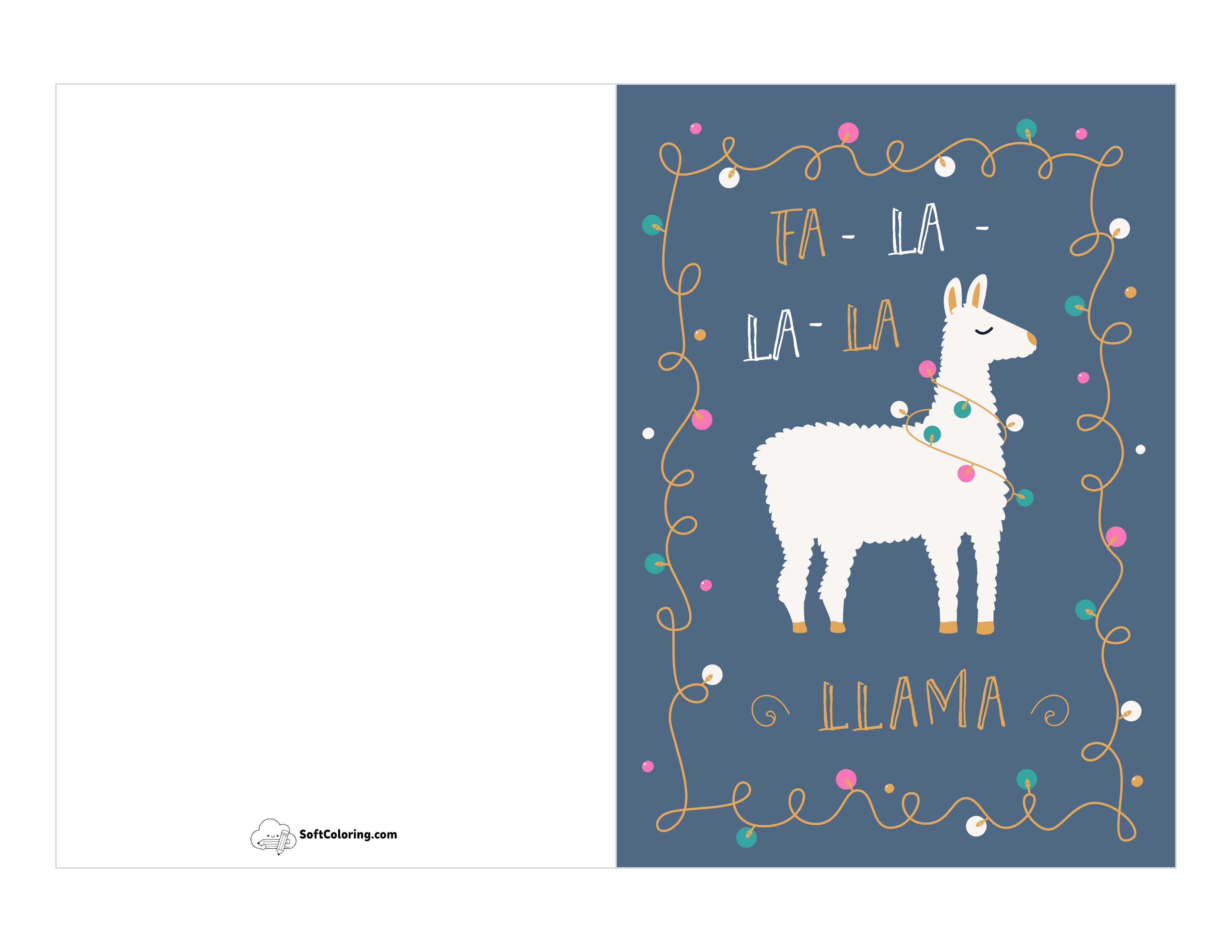 Funny Llama Printable Christmas Card