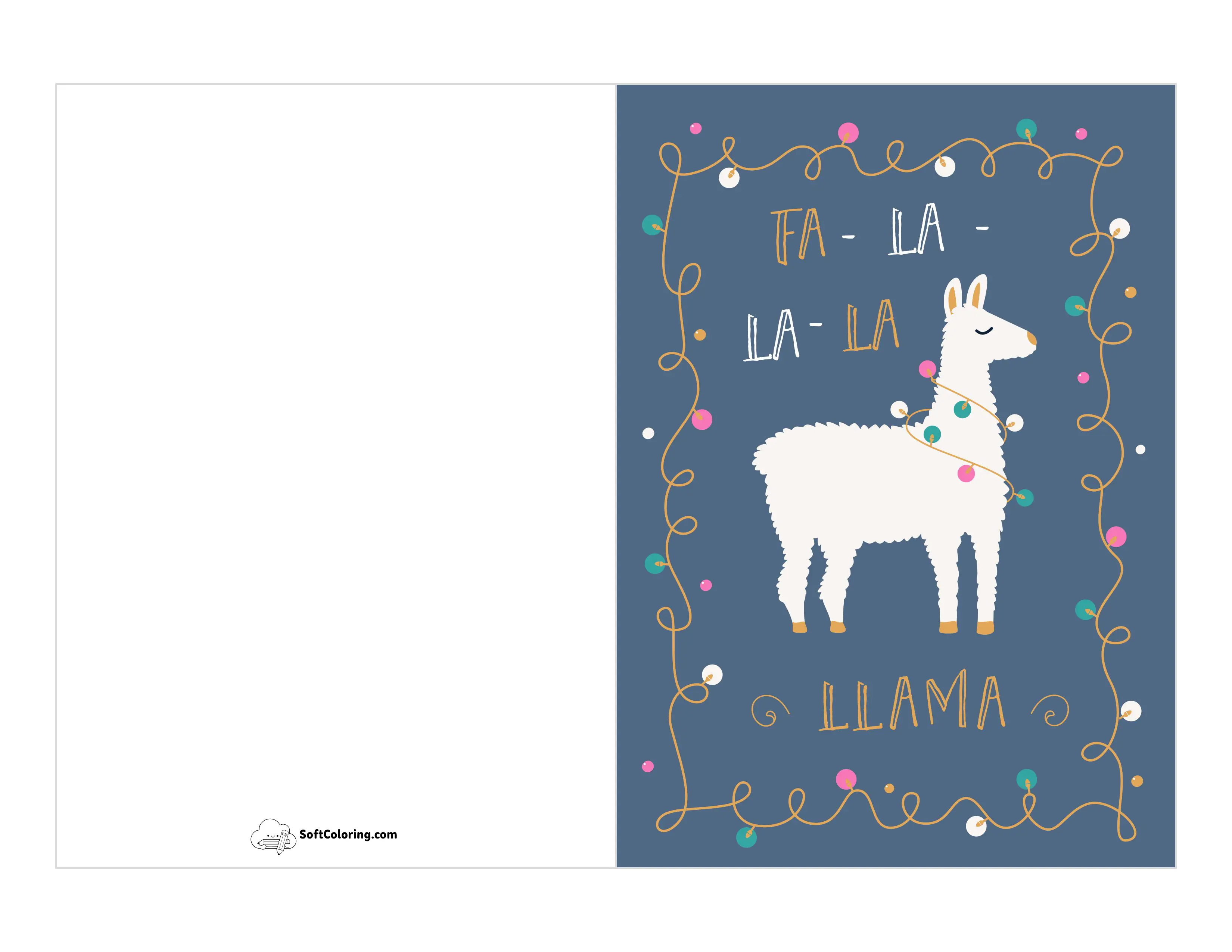 Funny Llama Printable Christmas Card