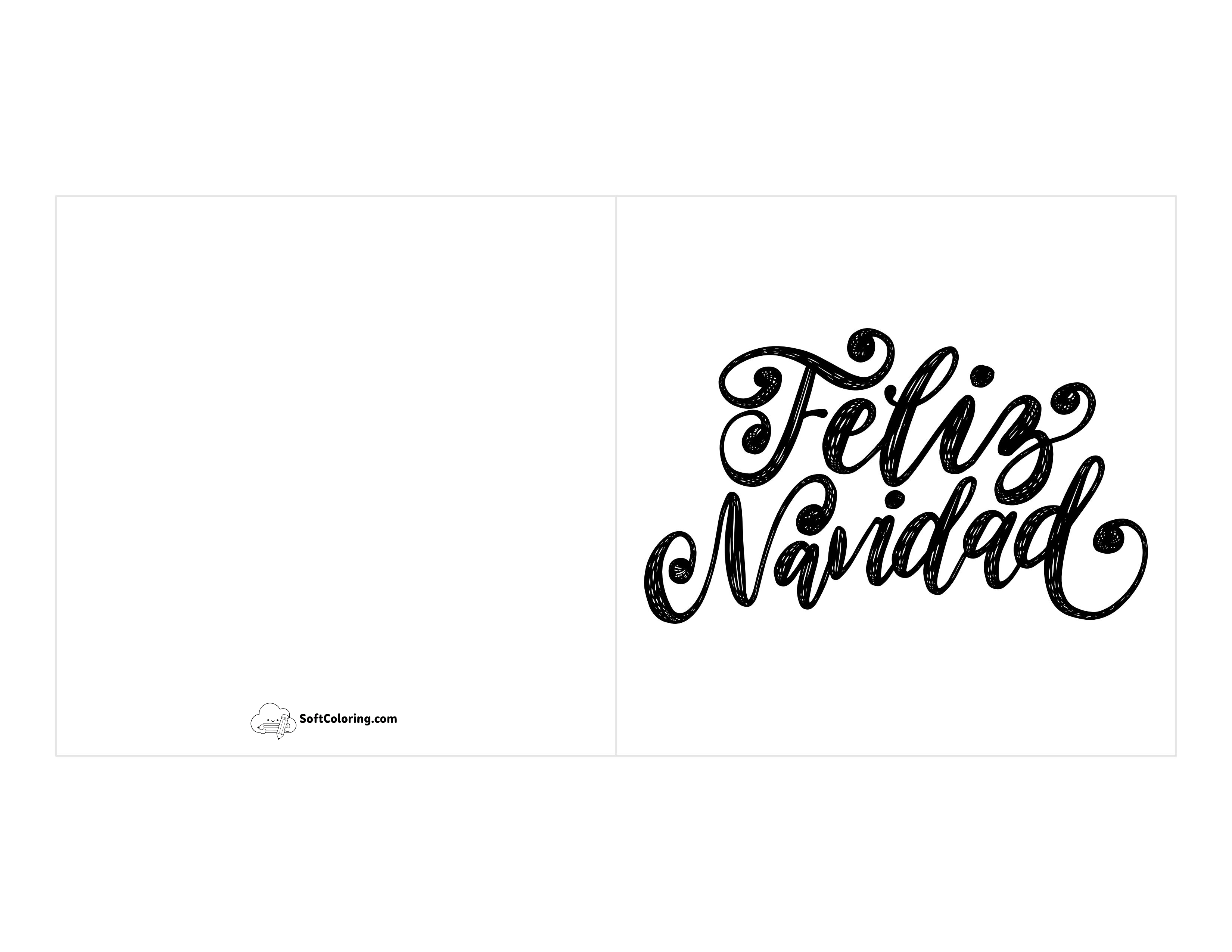 "Feliz Navidad" Black & White Card To Print