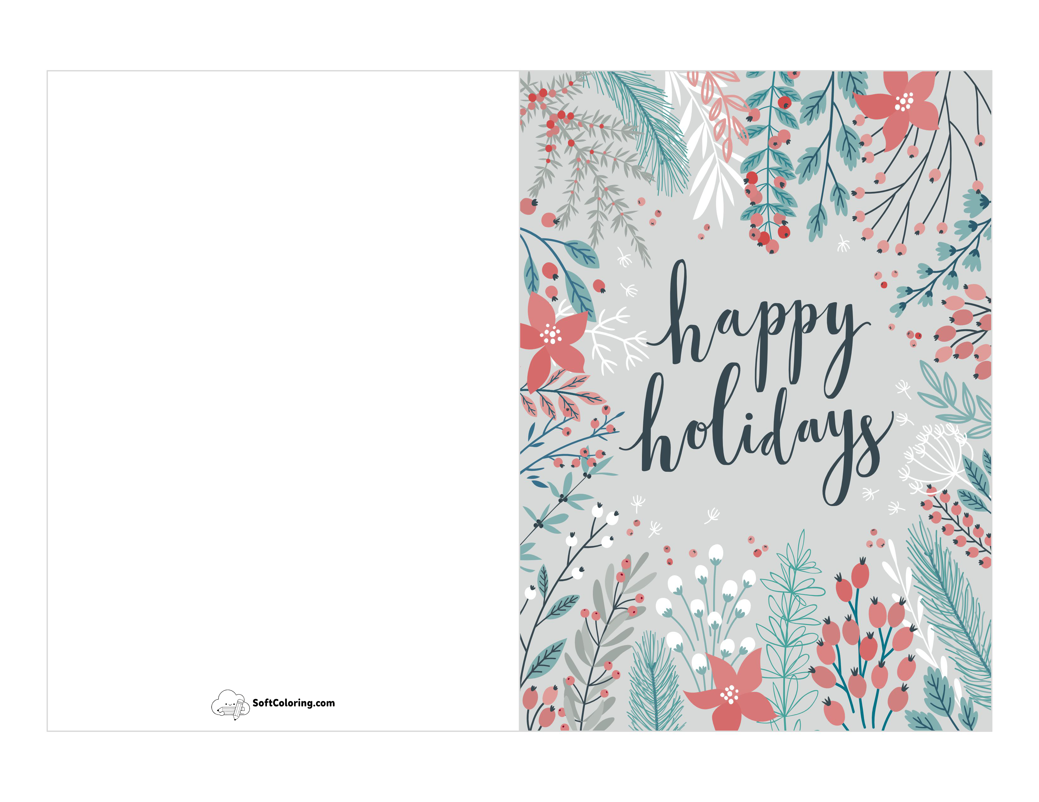 Botanical "Happy Holidays" Card