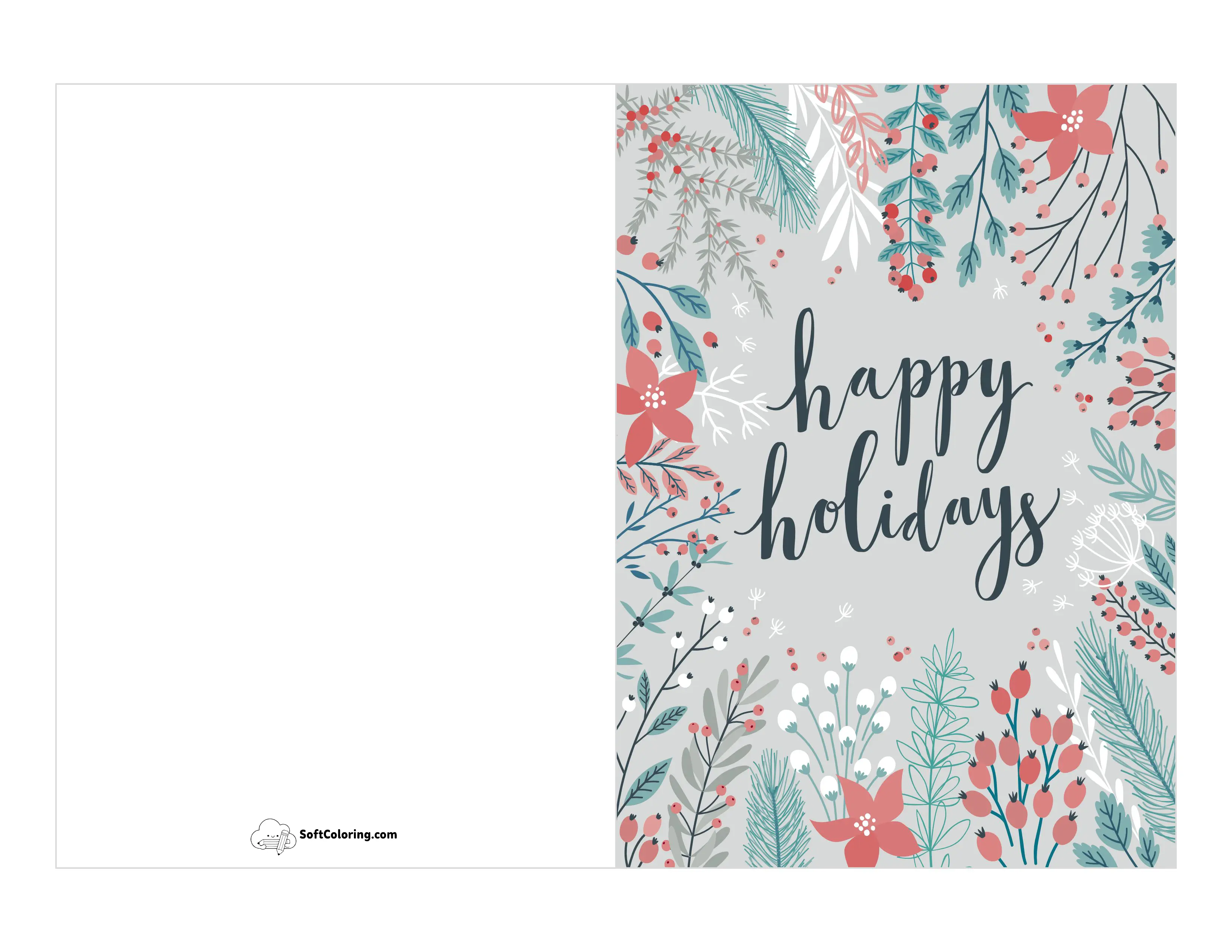 Botanical "Happy Holidays" Card
