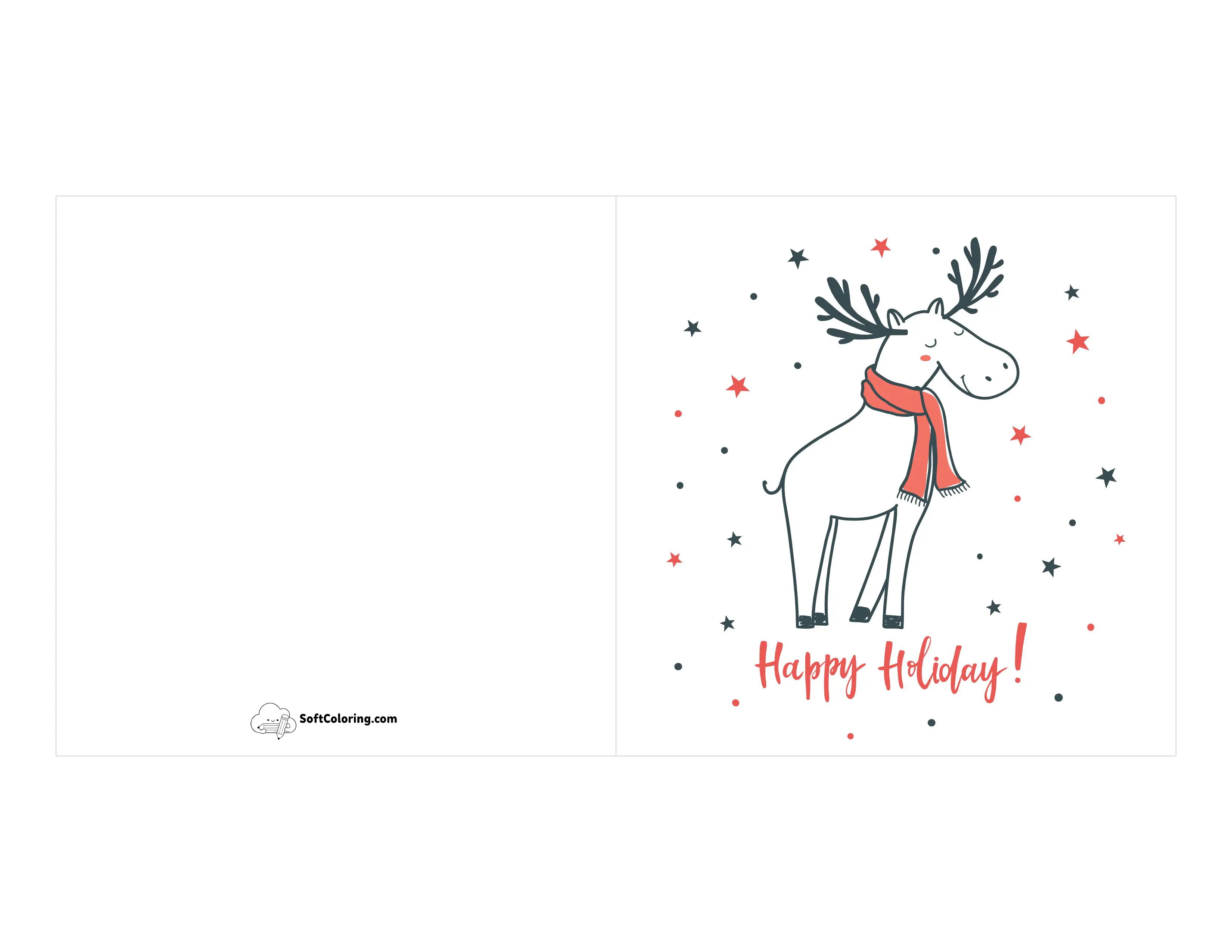 Cute Deer Printable Holiday Card