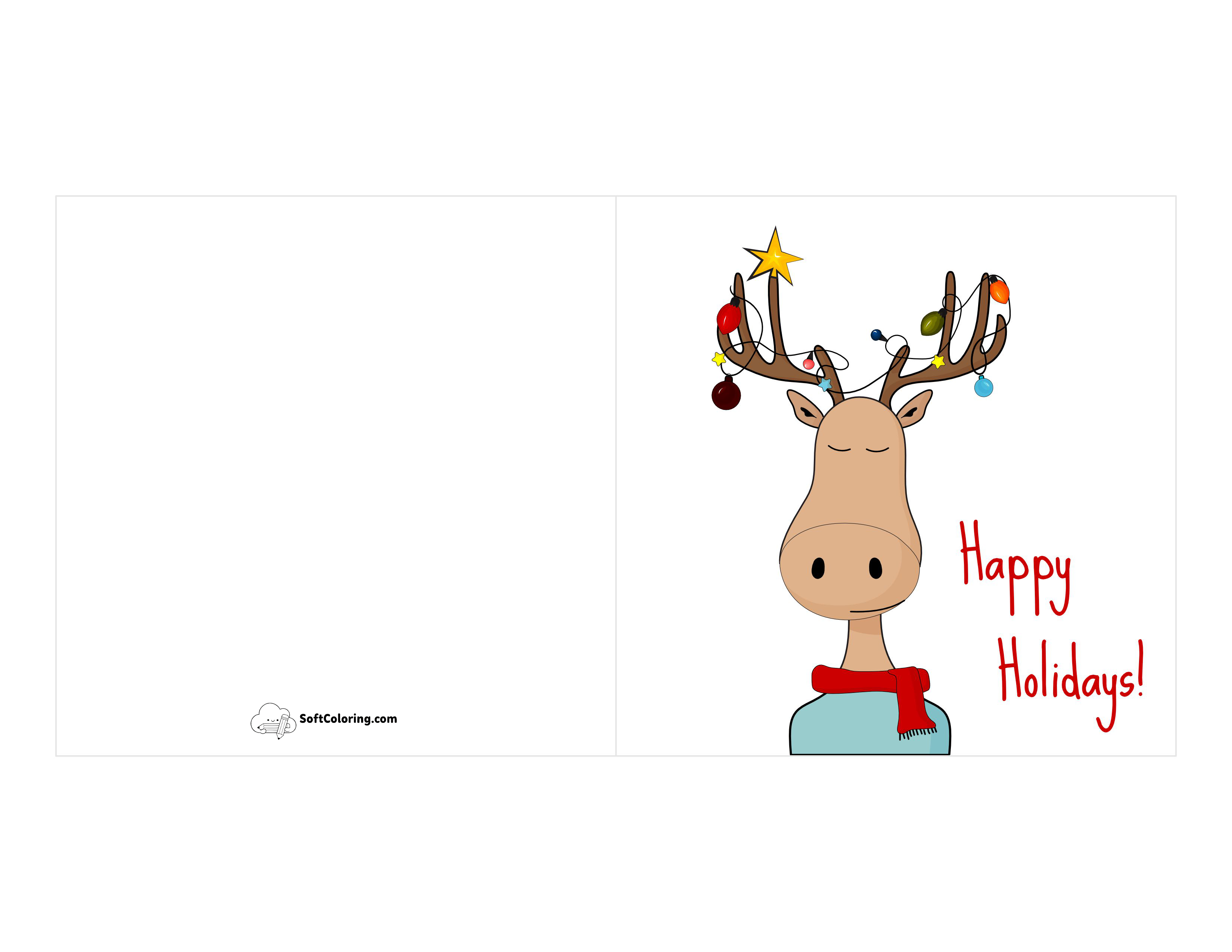 Deer With Christmas Lights Printable Card