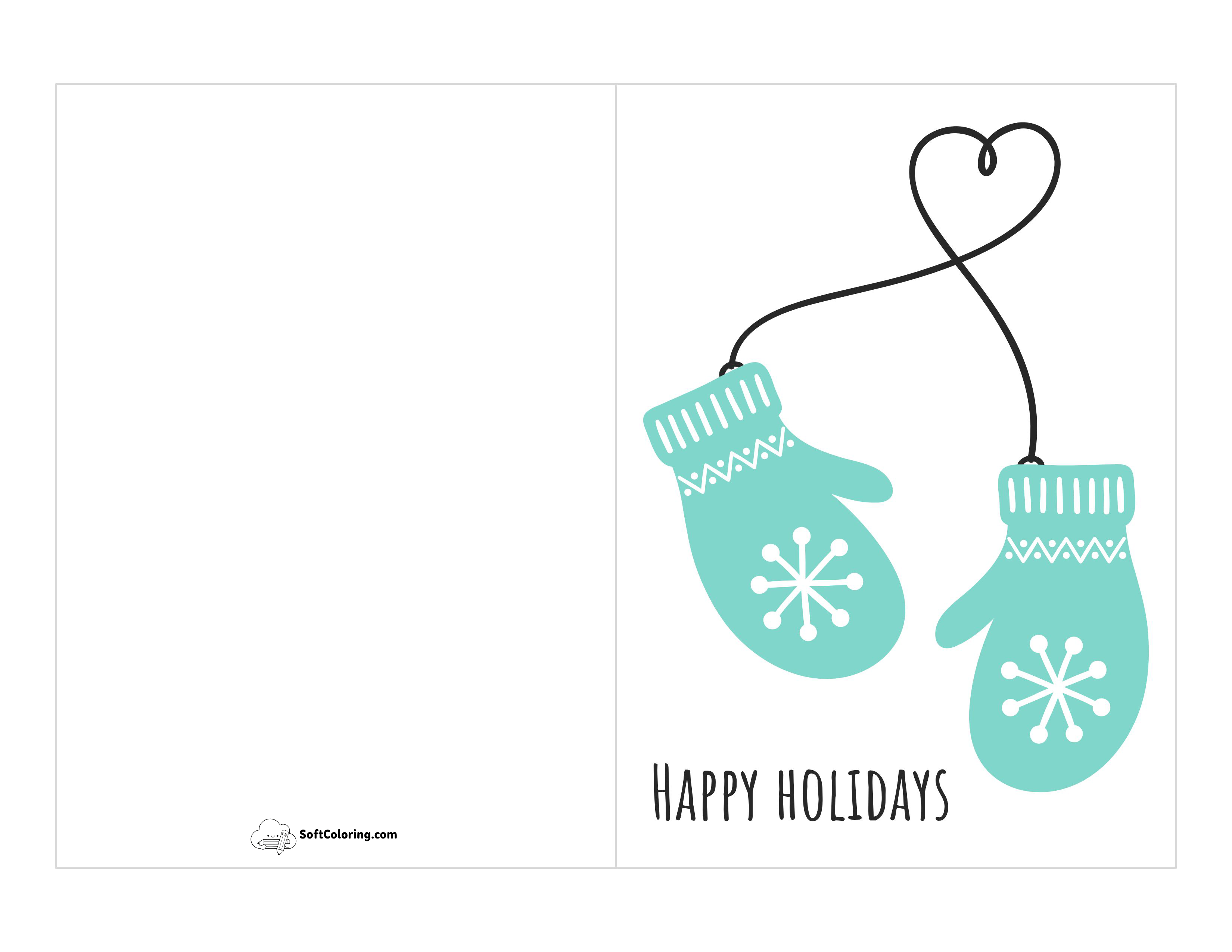 Winter Mittens Printable Holiday Card