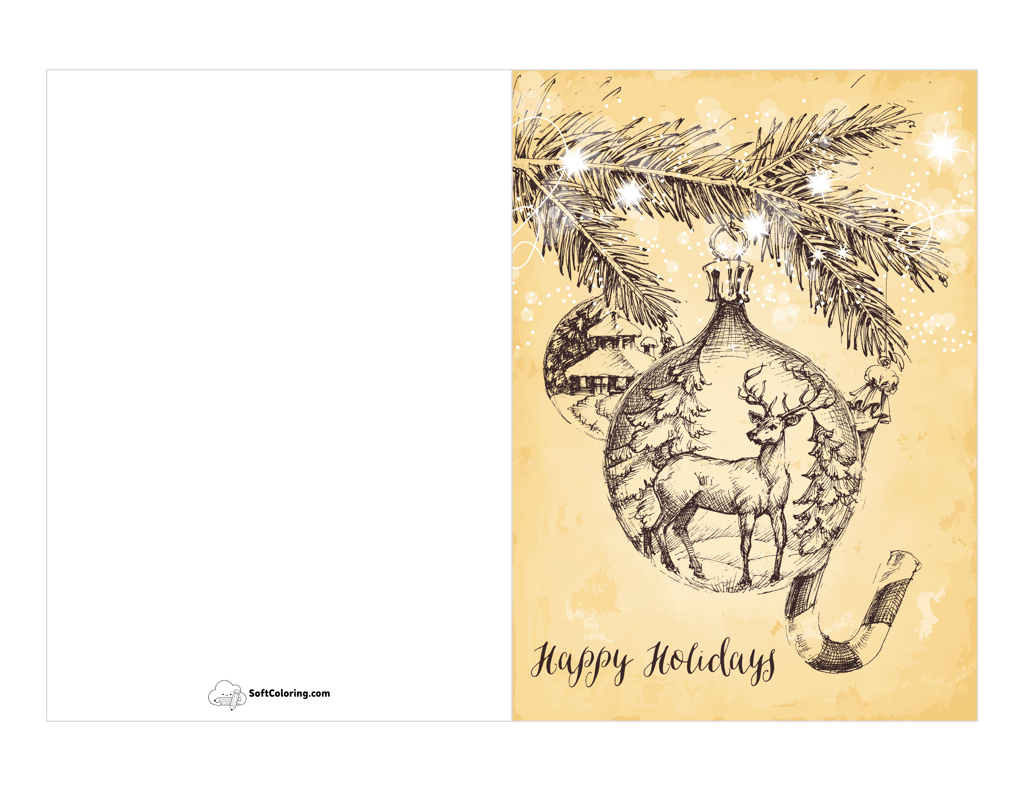 Vintage-Style Christmas Card To Print