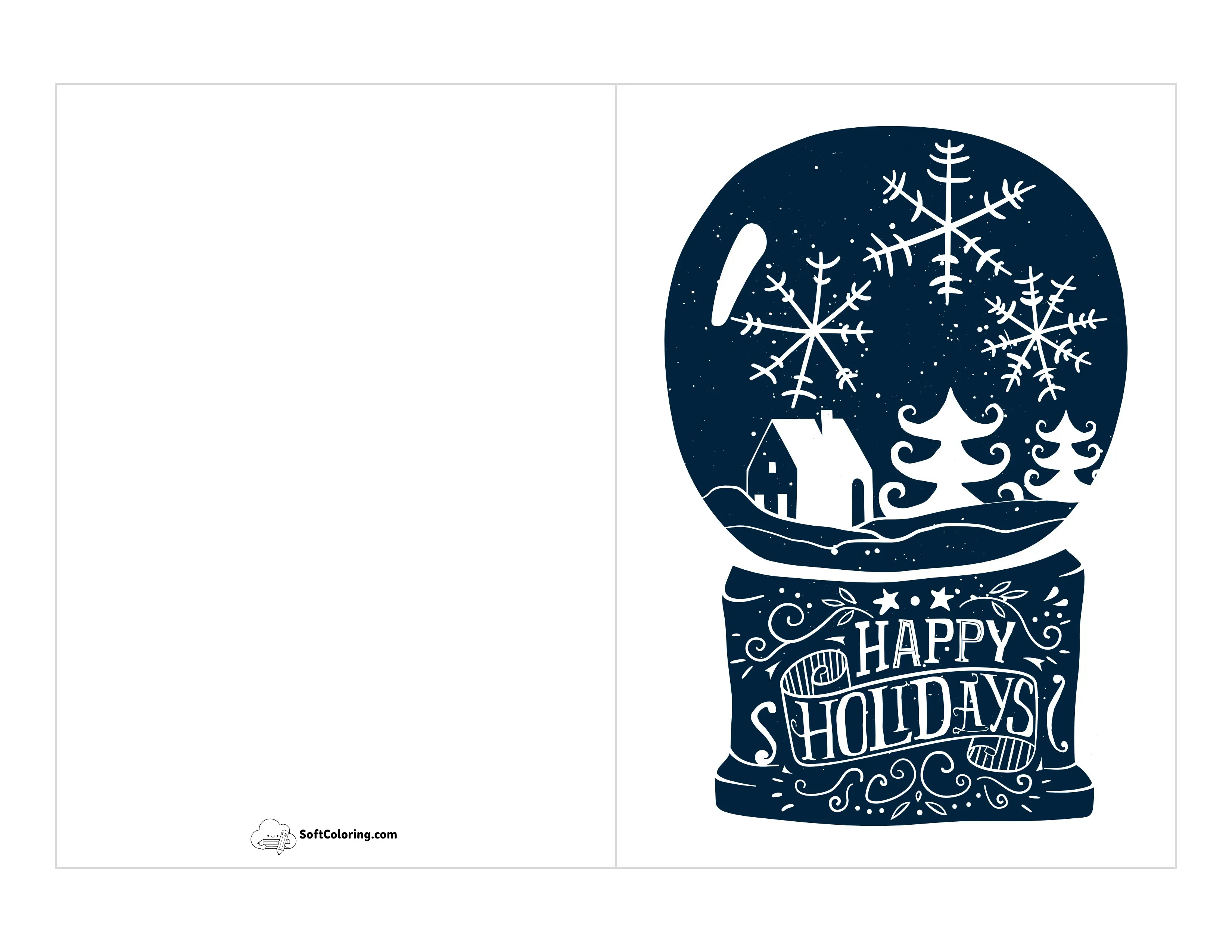 "Happy Holidays" Snow Globe Printable Card