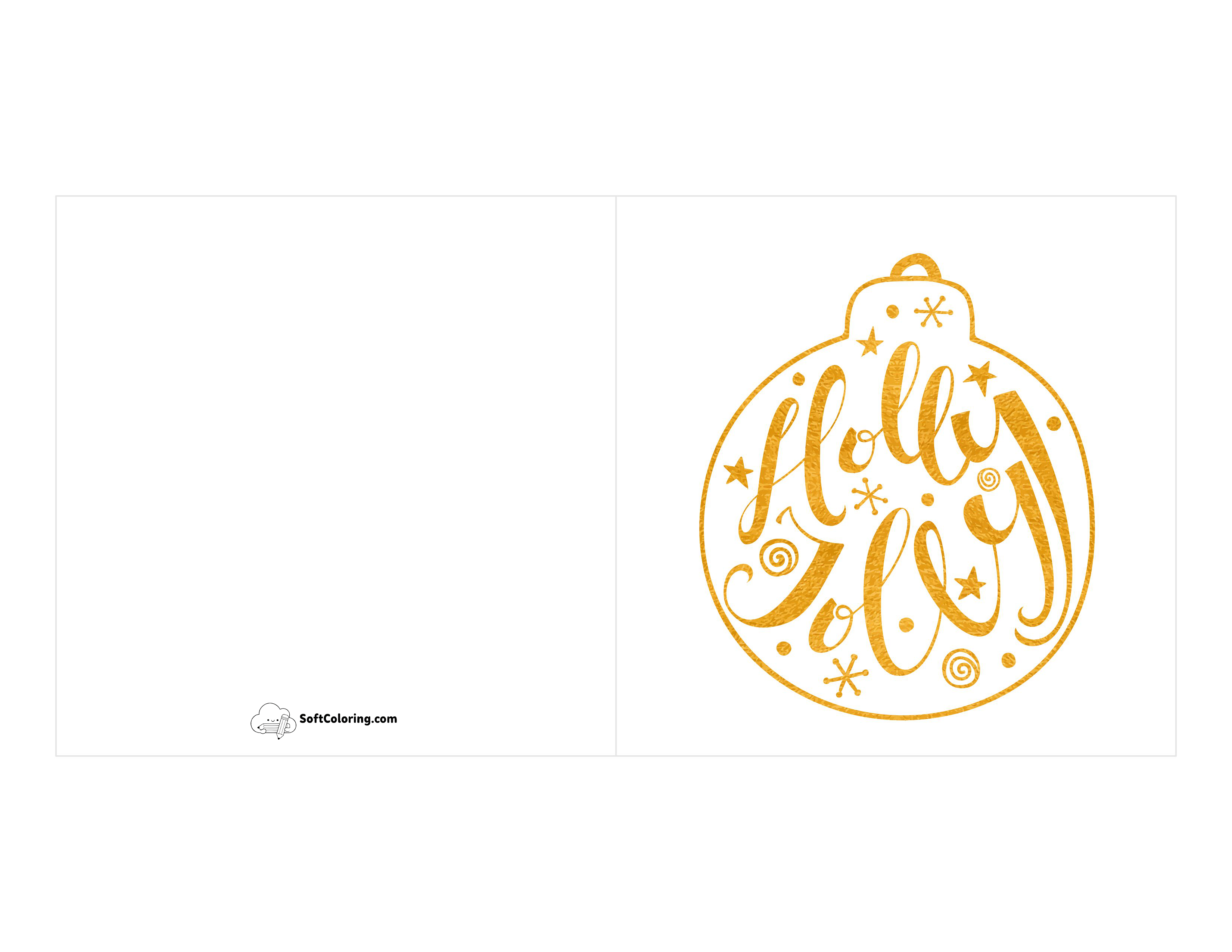 "Holly Jolly" Gold Bauble Card To Print