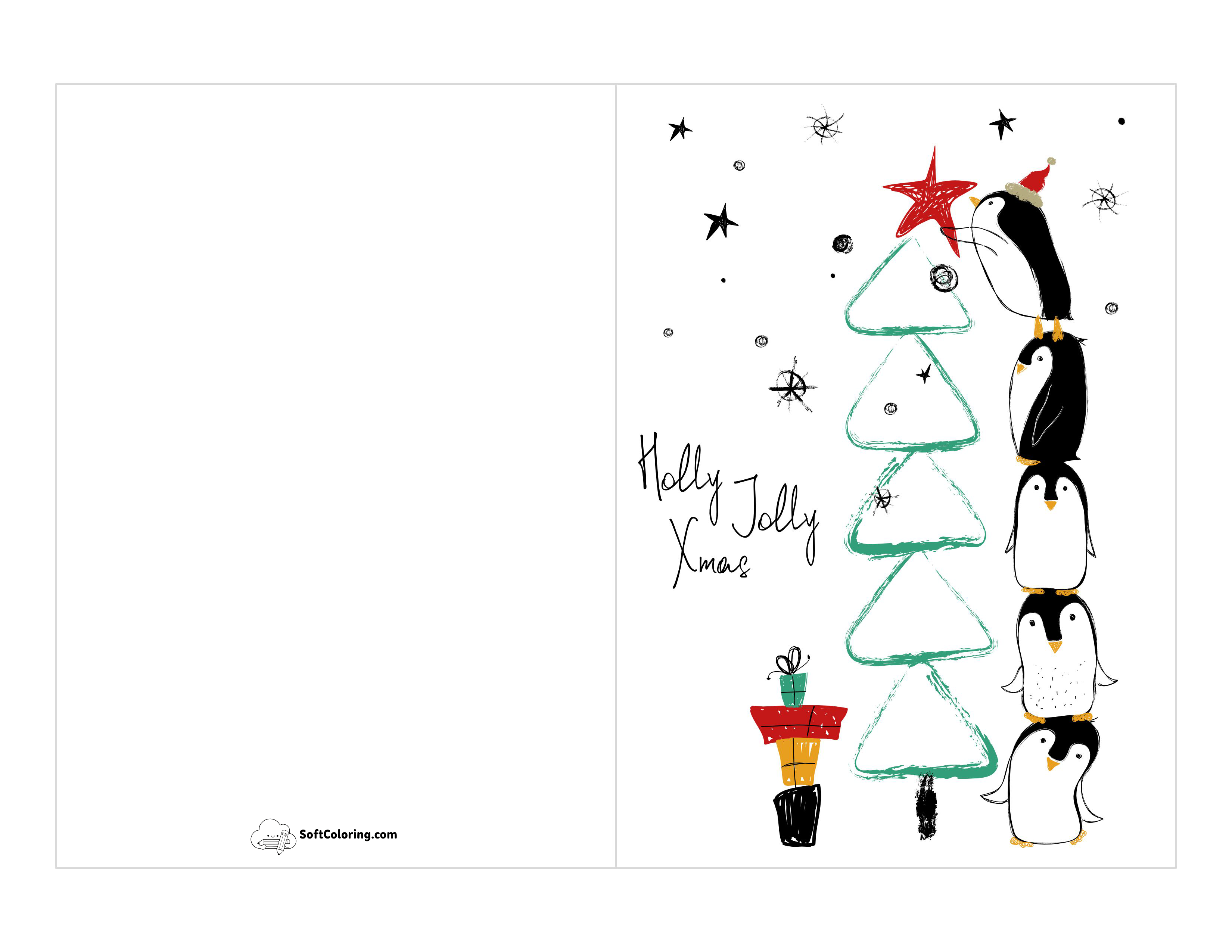 "Holly Jolly" Cute Penguins Card