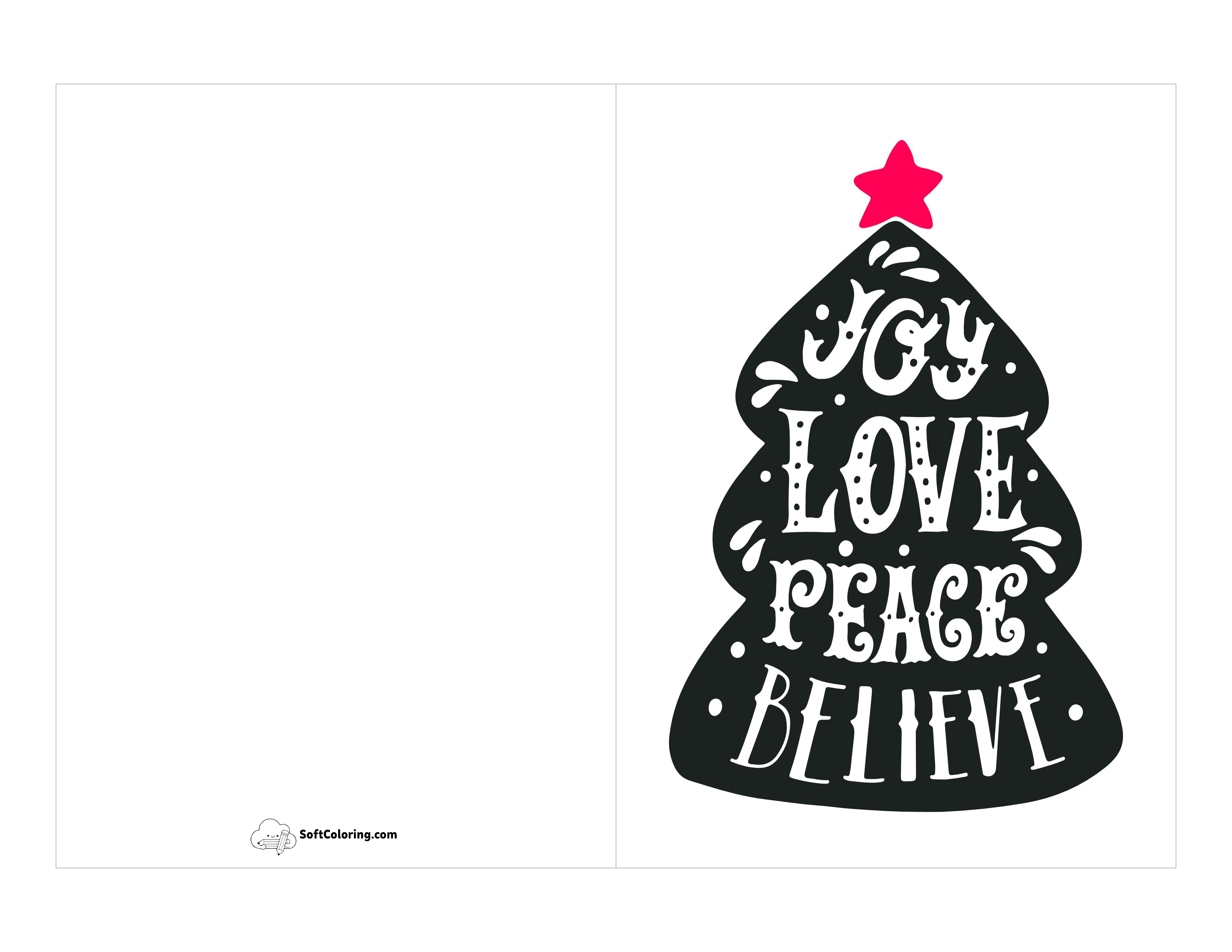 "Joy Love Peace Believe" Printable Card