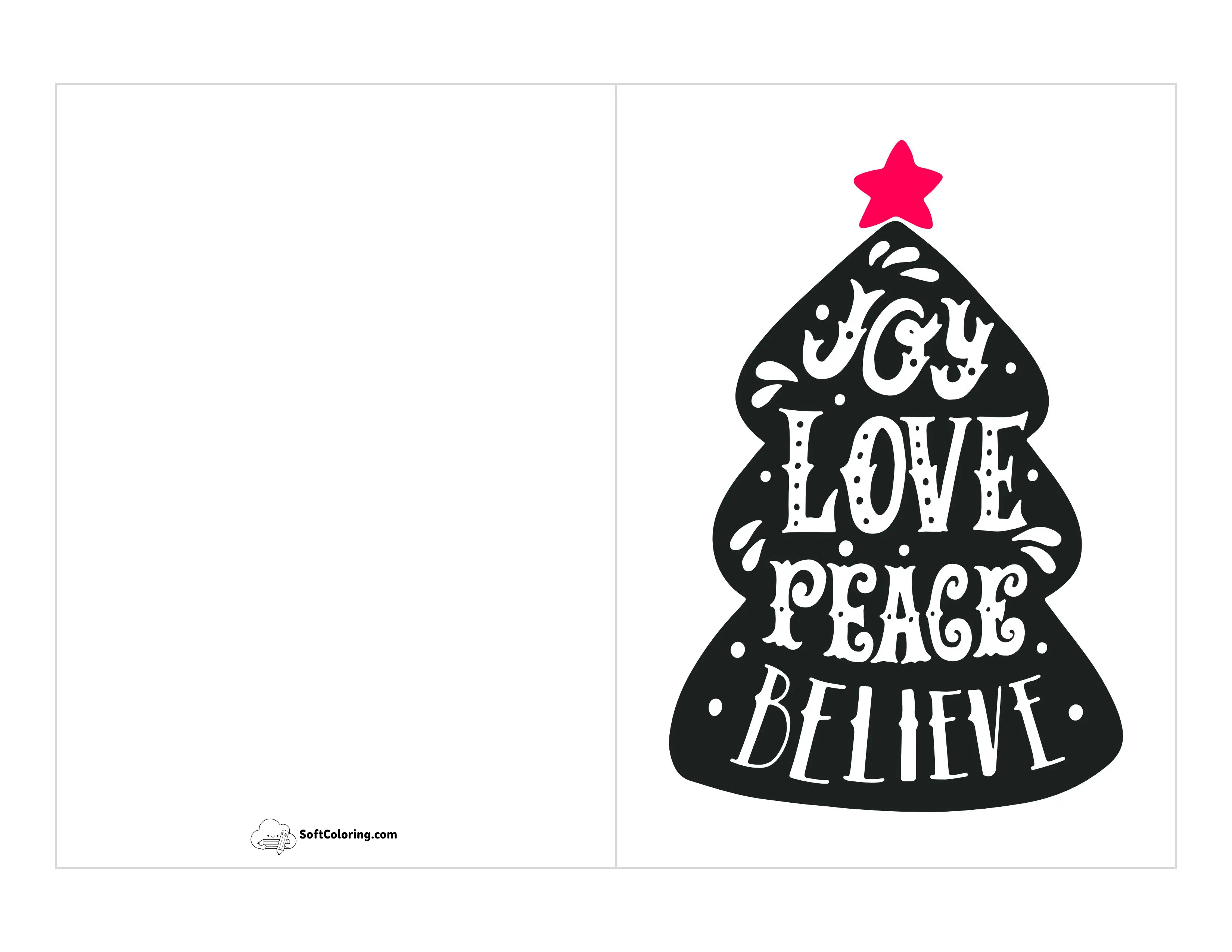 "Joy Love Peace Believe" Printable Card