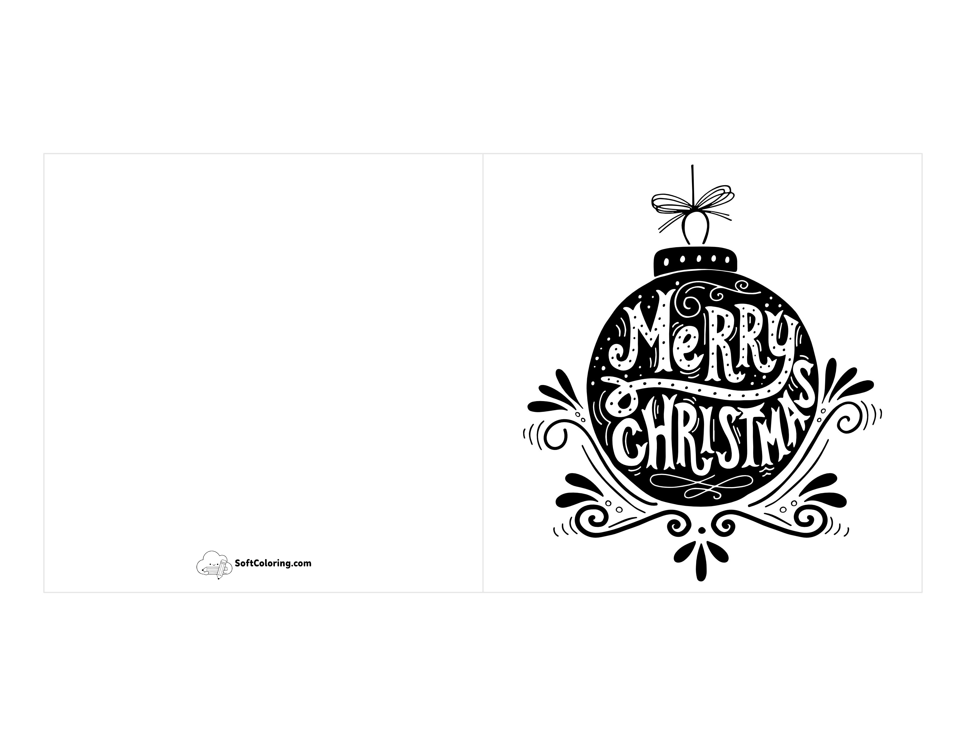 Black & White Bauble Card To Print