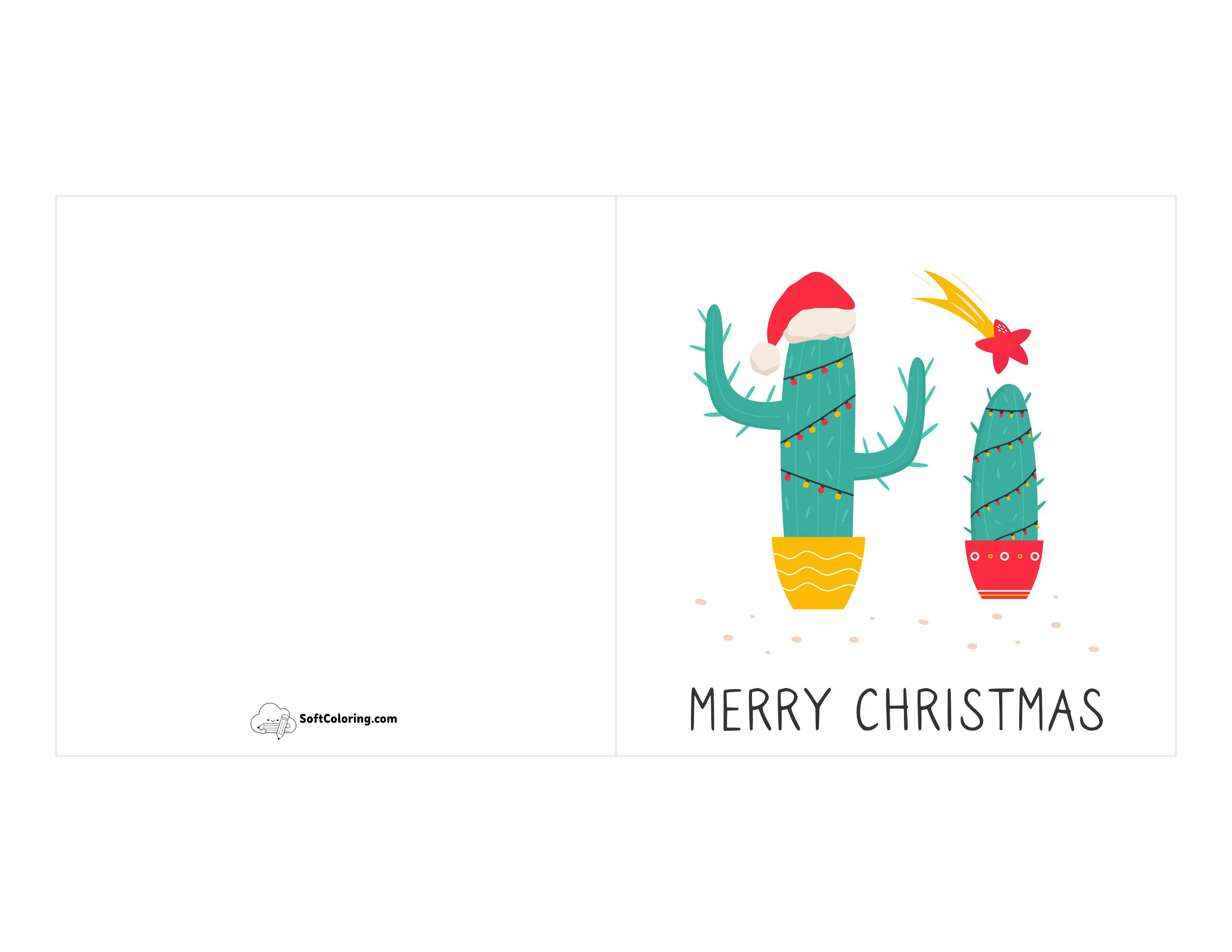 Cute Xmas Cacti Printable Card