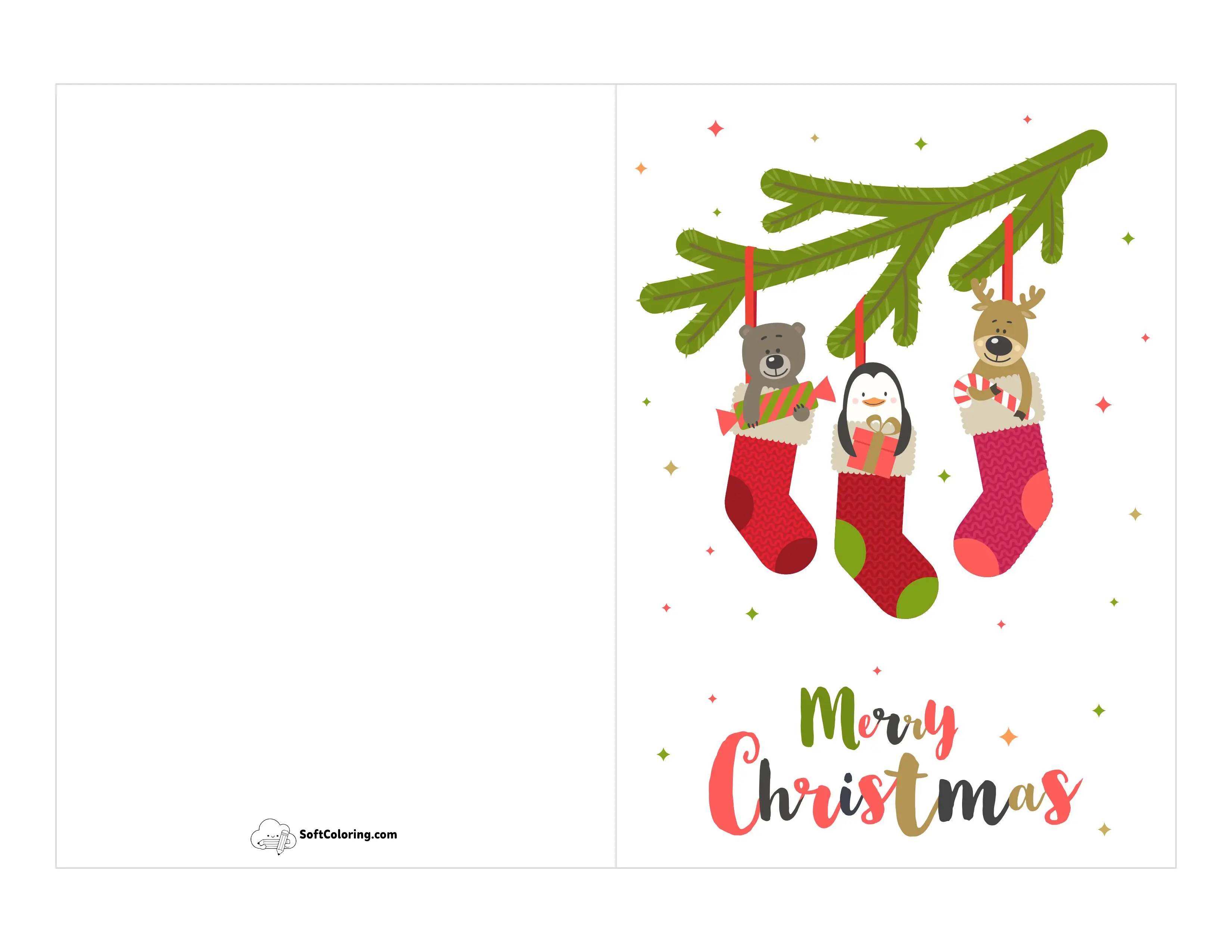Christmas Stockings Printable Card Template