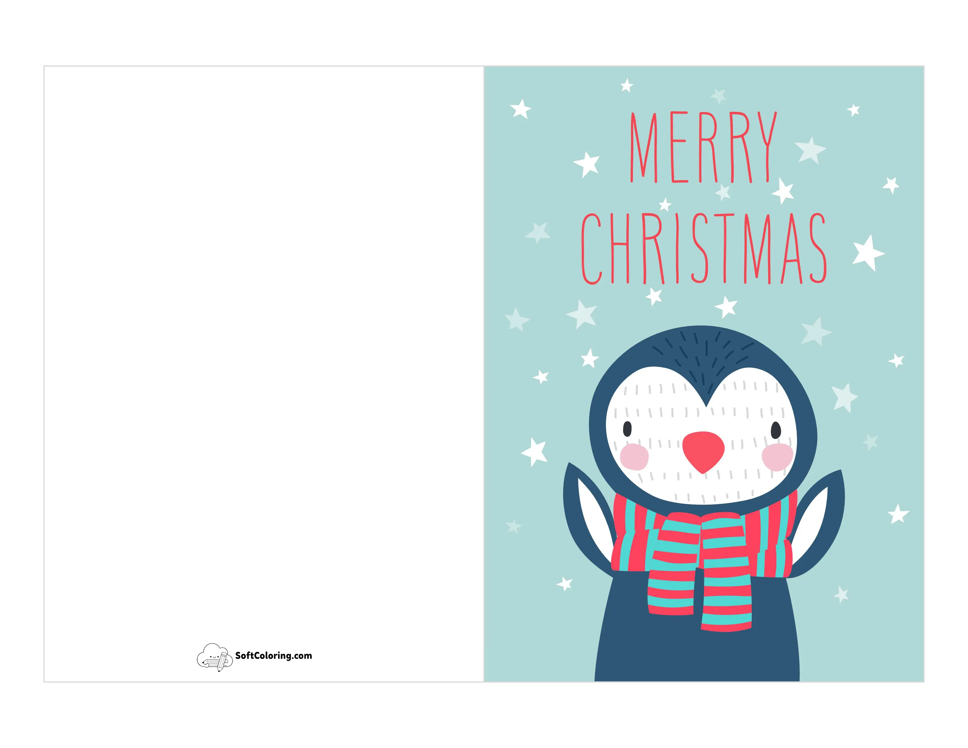 Cute Winter Penguin Christmas Card For Kids