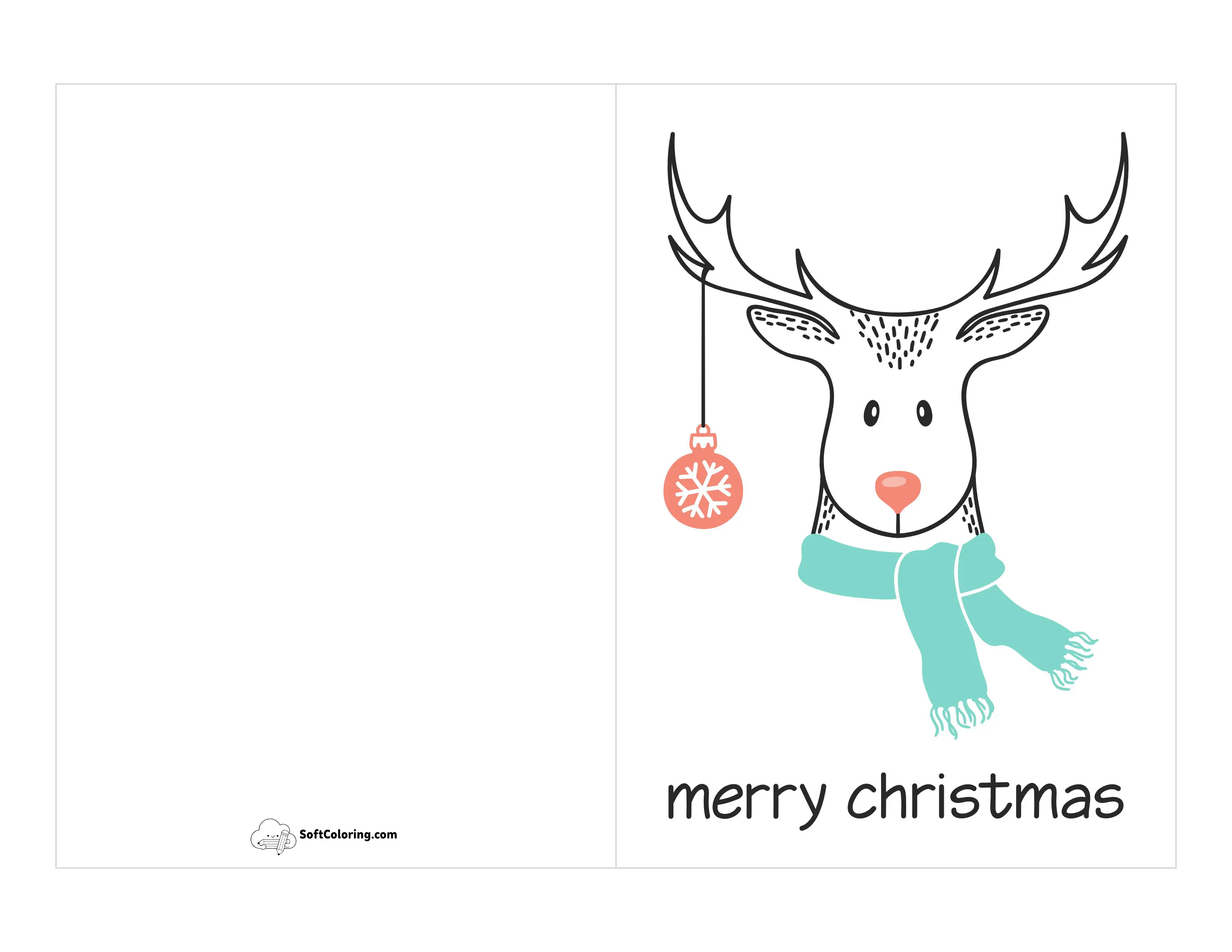 Cute Christmas Deer Printable Card