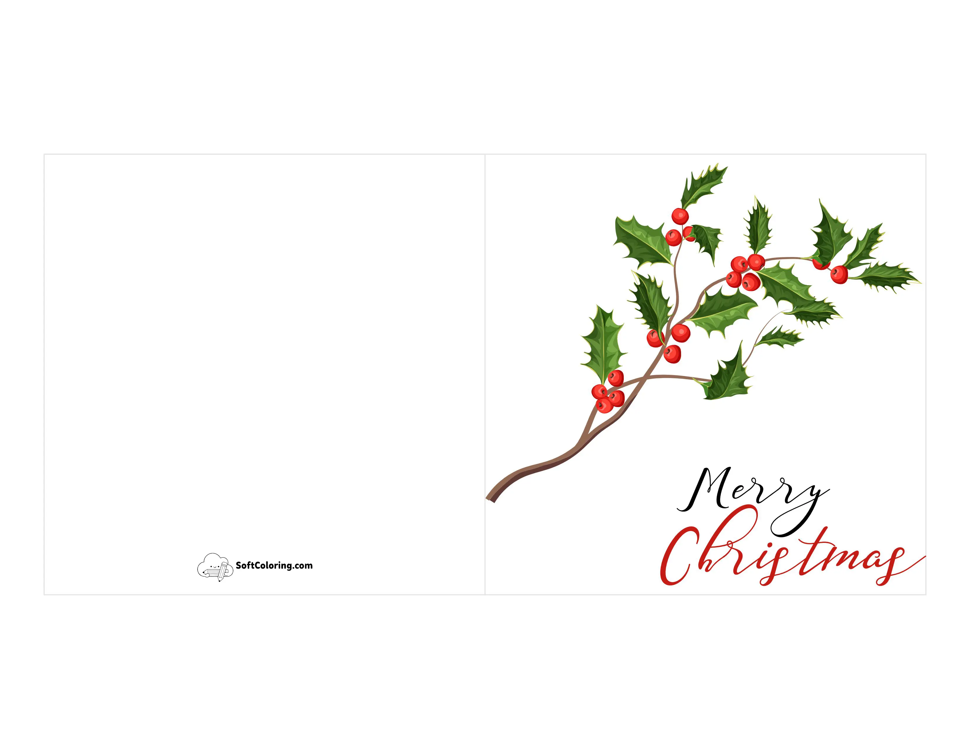Christmas Holly Printable Card Template