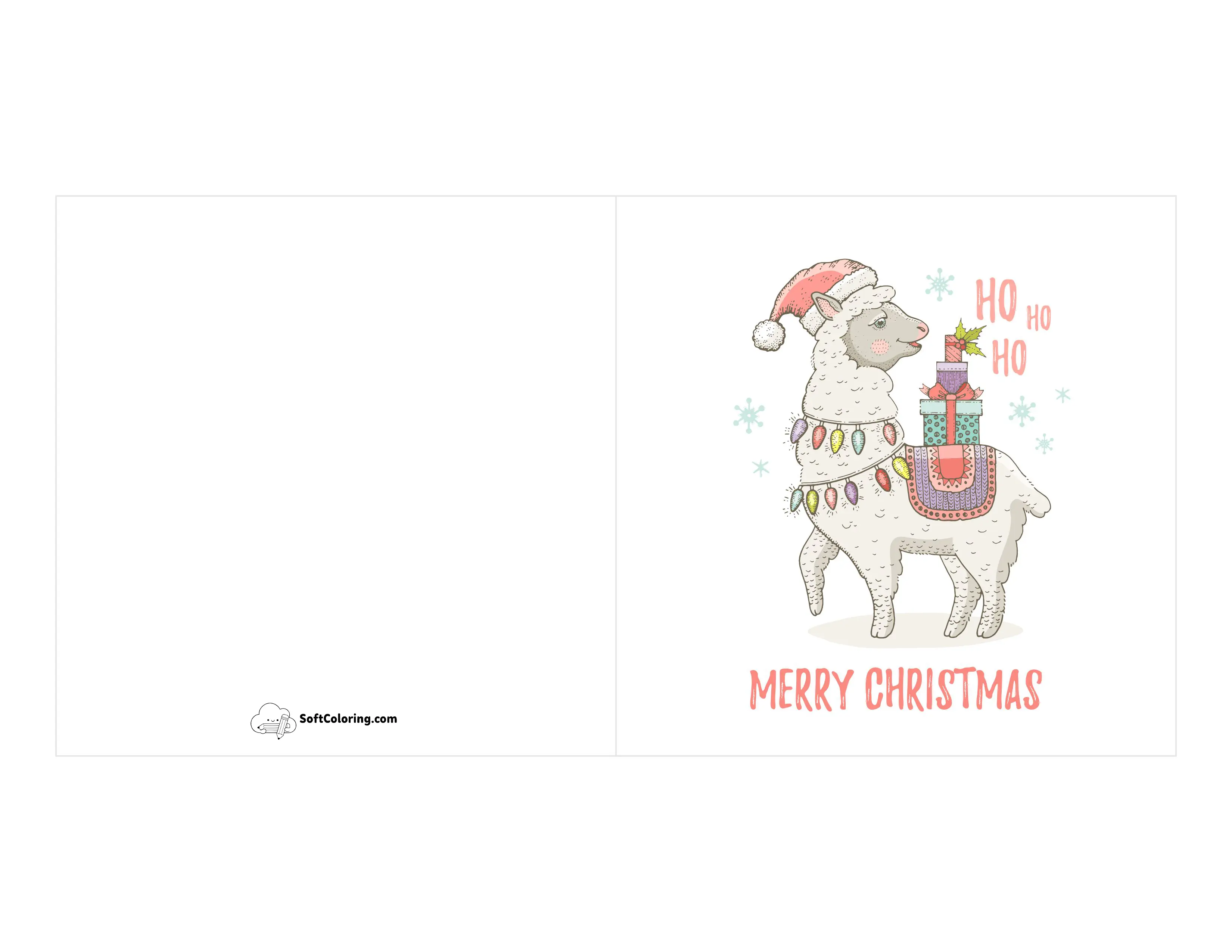 Cute Christmas Llama Printable Card
