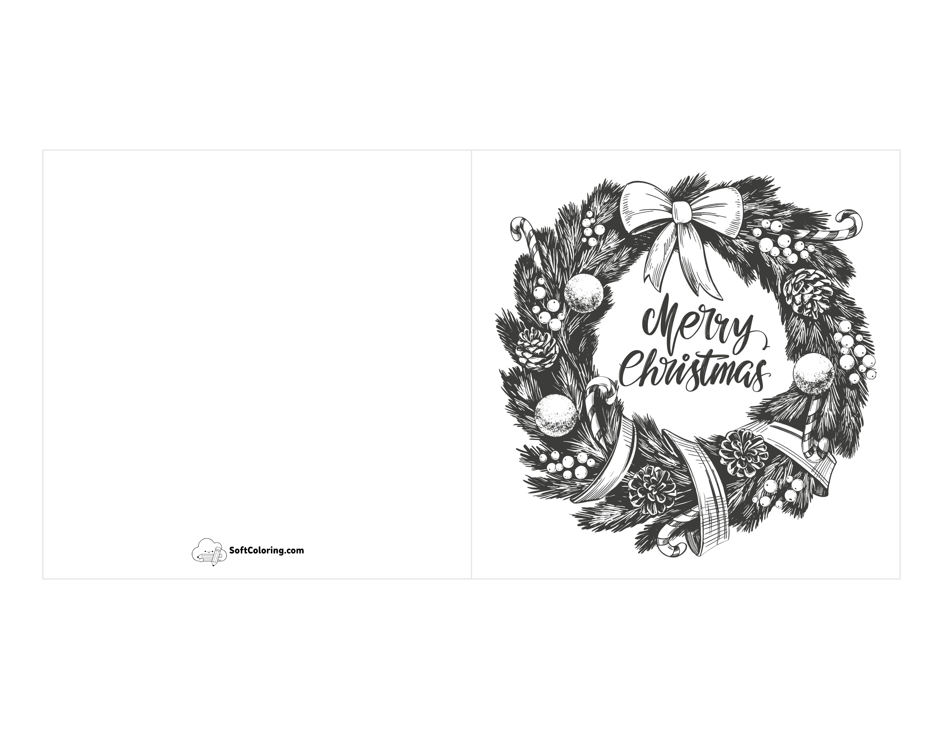 Festive Wreath Free Christmas Card