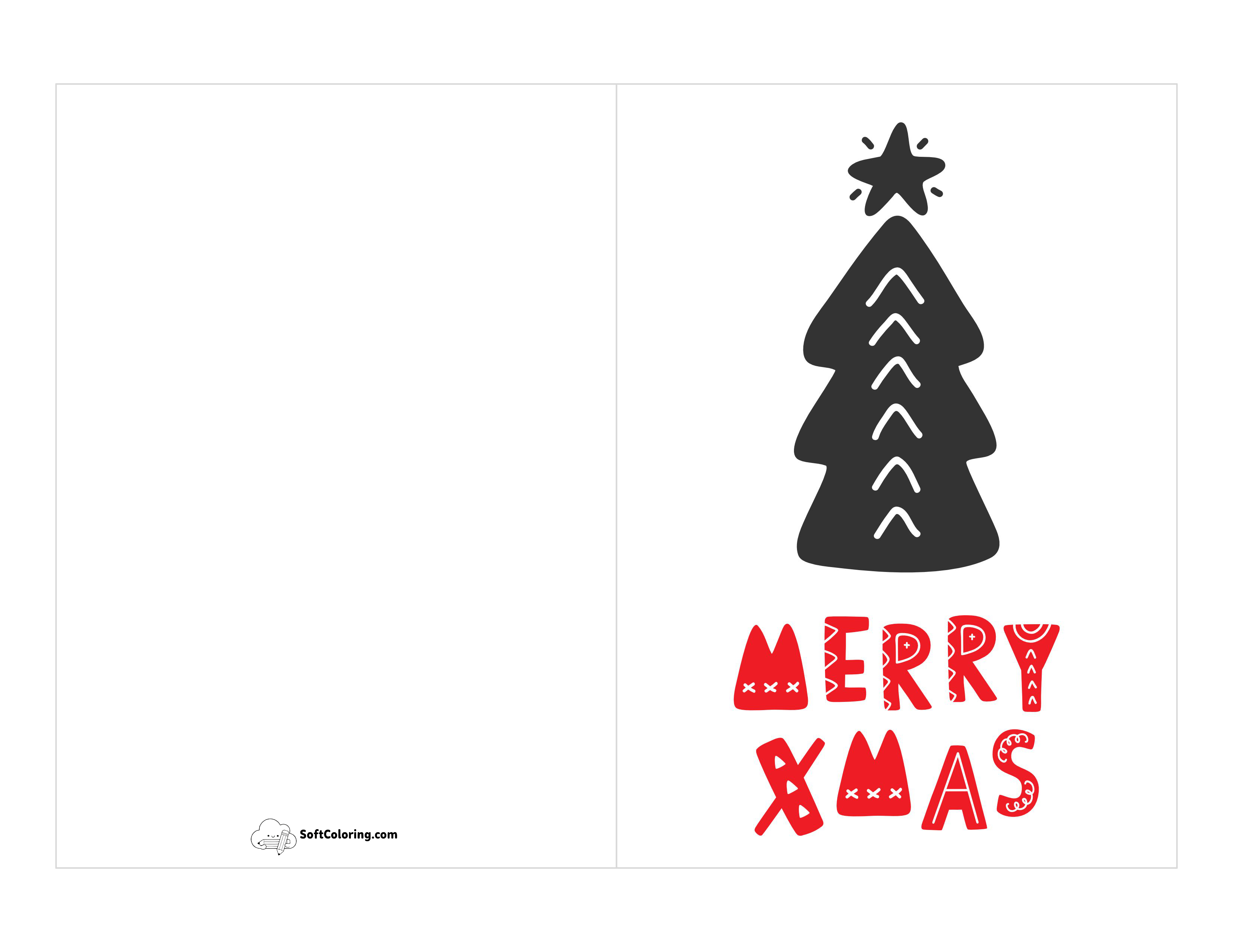 Simple Christmas Tree Printable Card Template