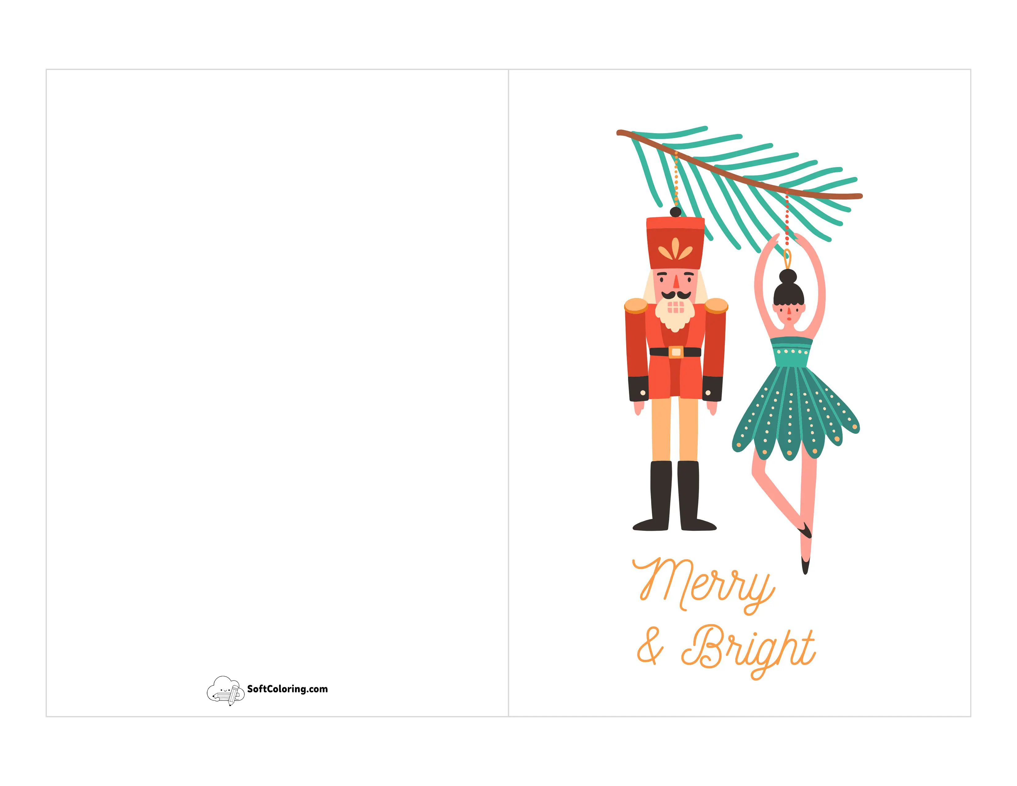 Ballerina & Nutcracker Printable Xmas Card