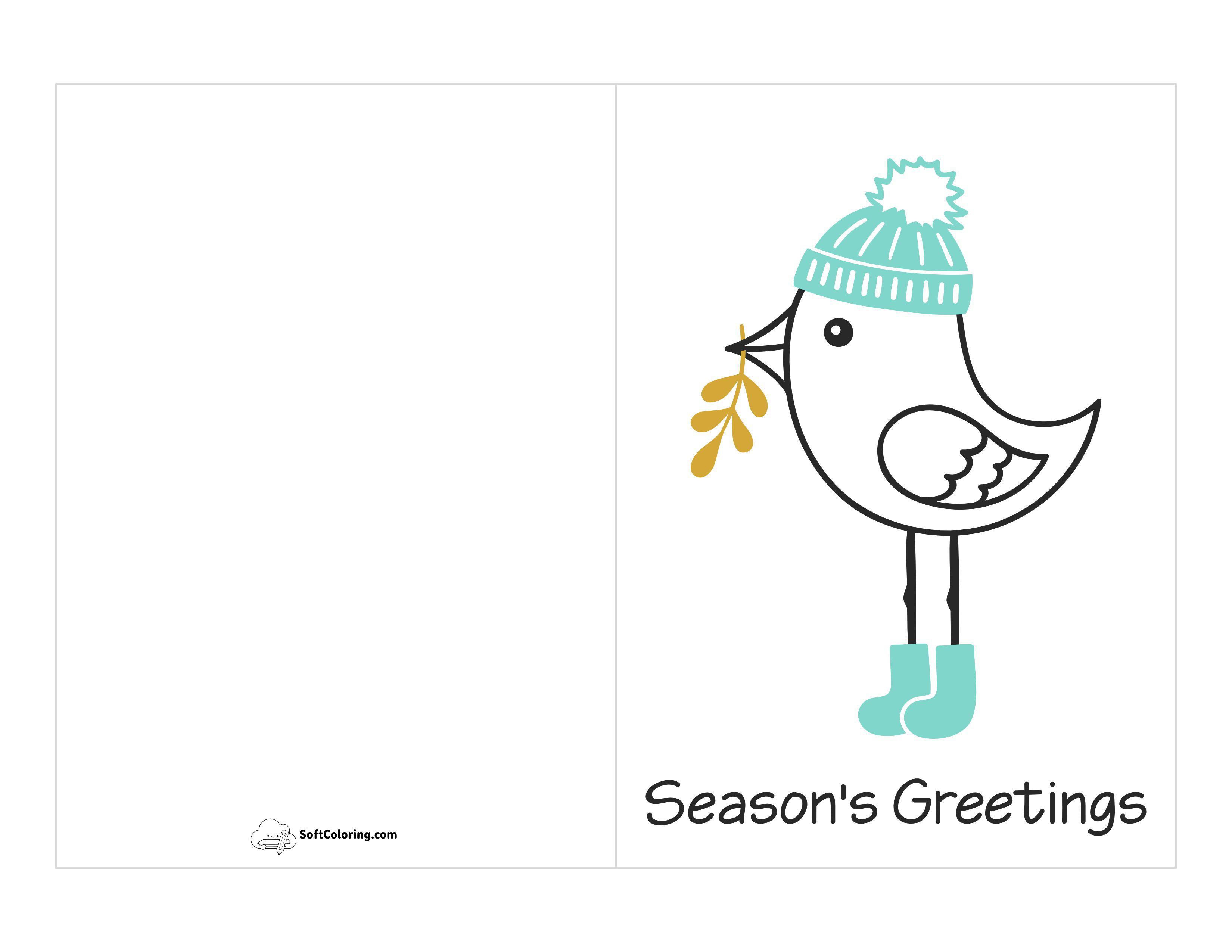 "Season's Greetings" Holiday Card To Print