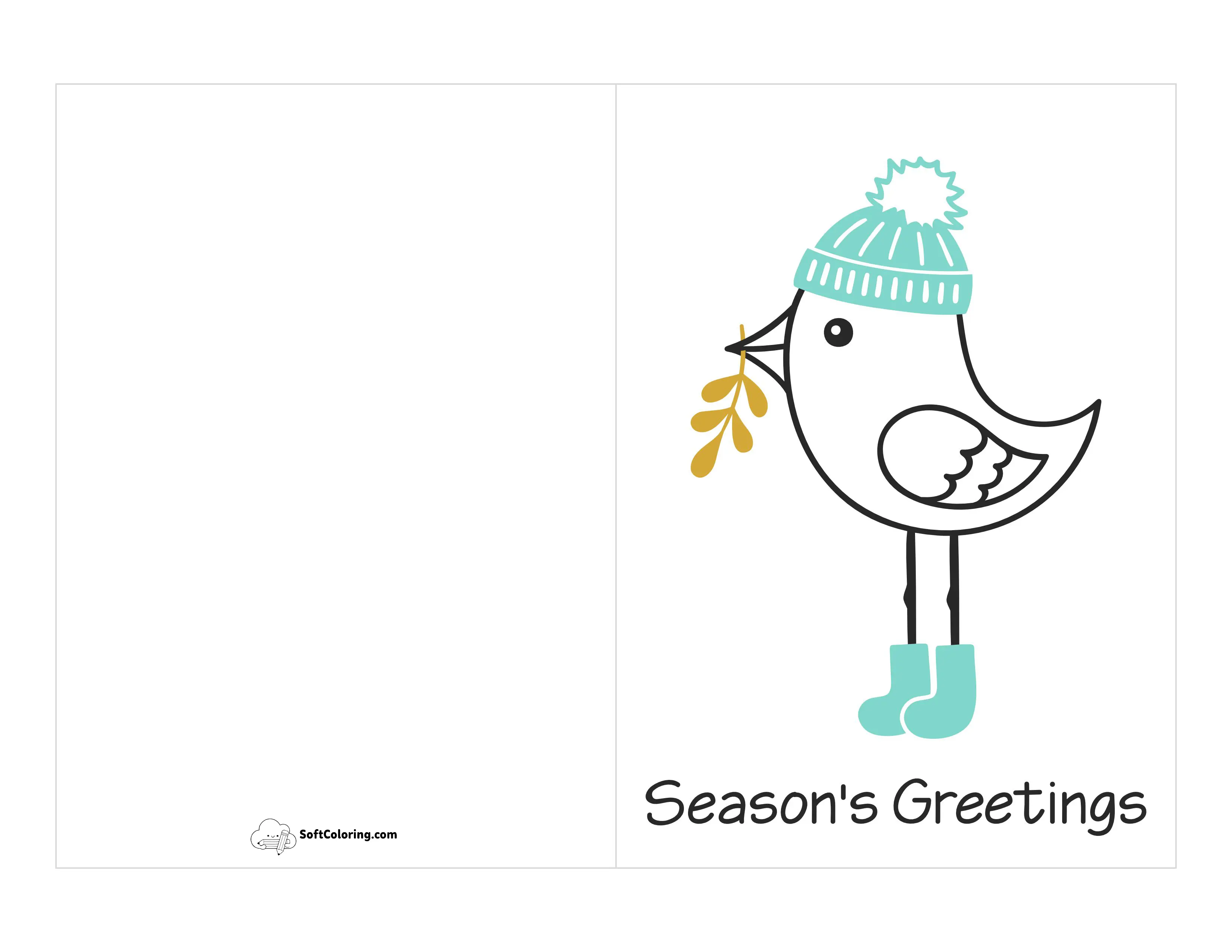 "Season's Greetings" Holiday Card To Print