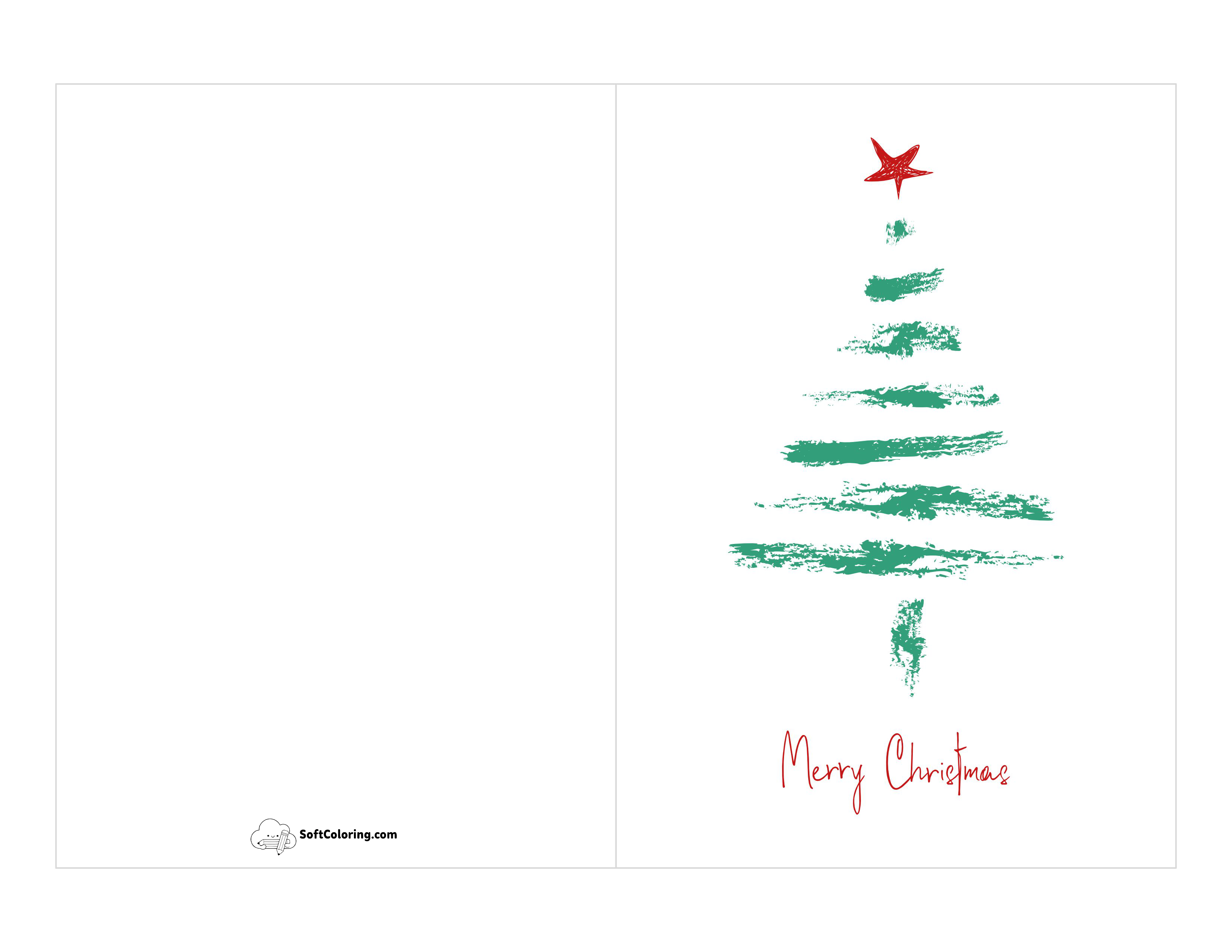 "Merry Christmas" Tree Printable Card Template