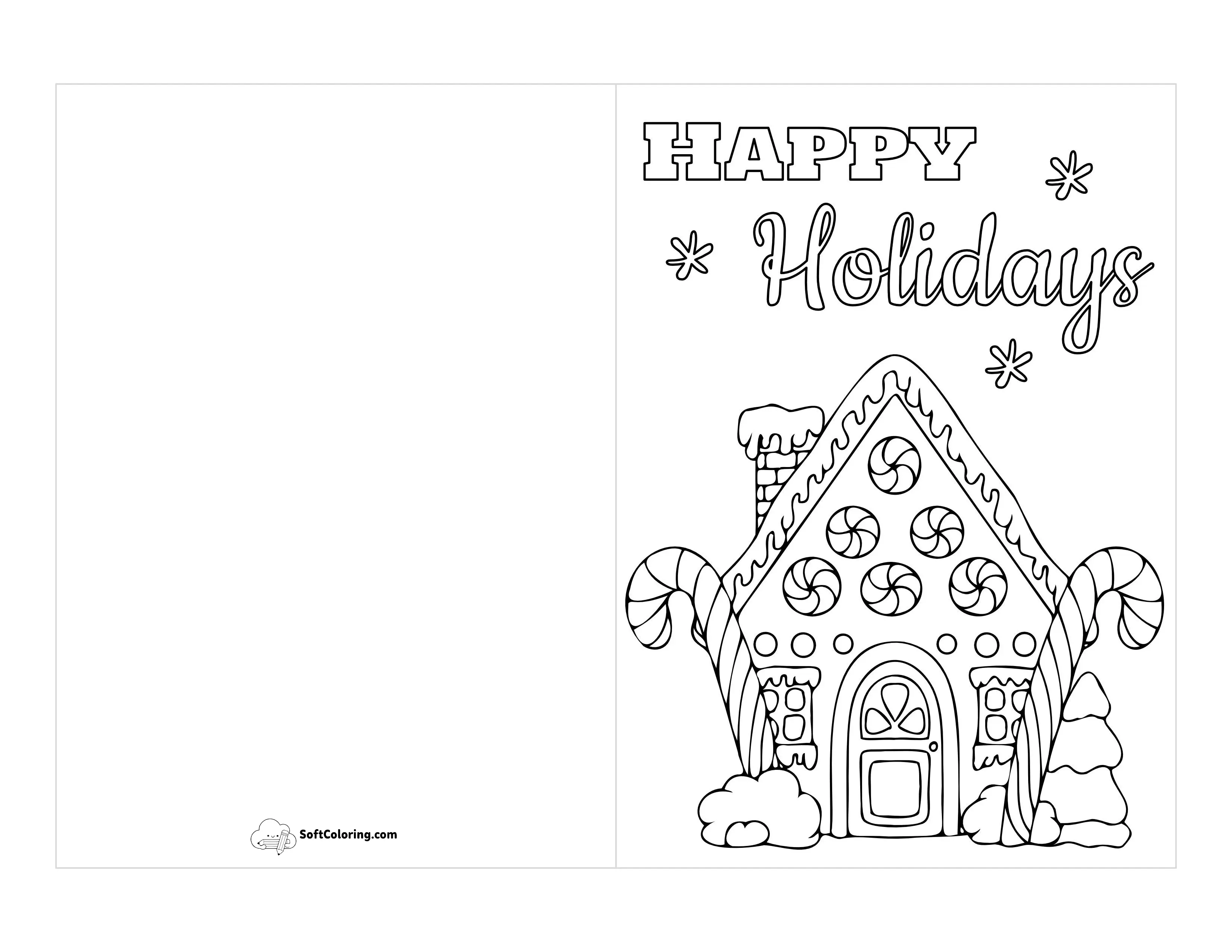 Gingerbread Christmas Card To Color